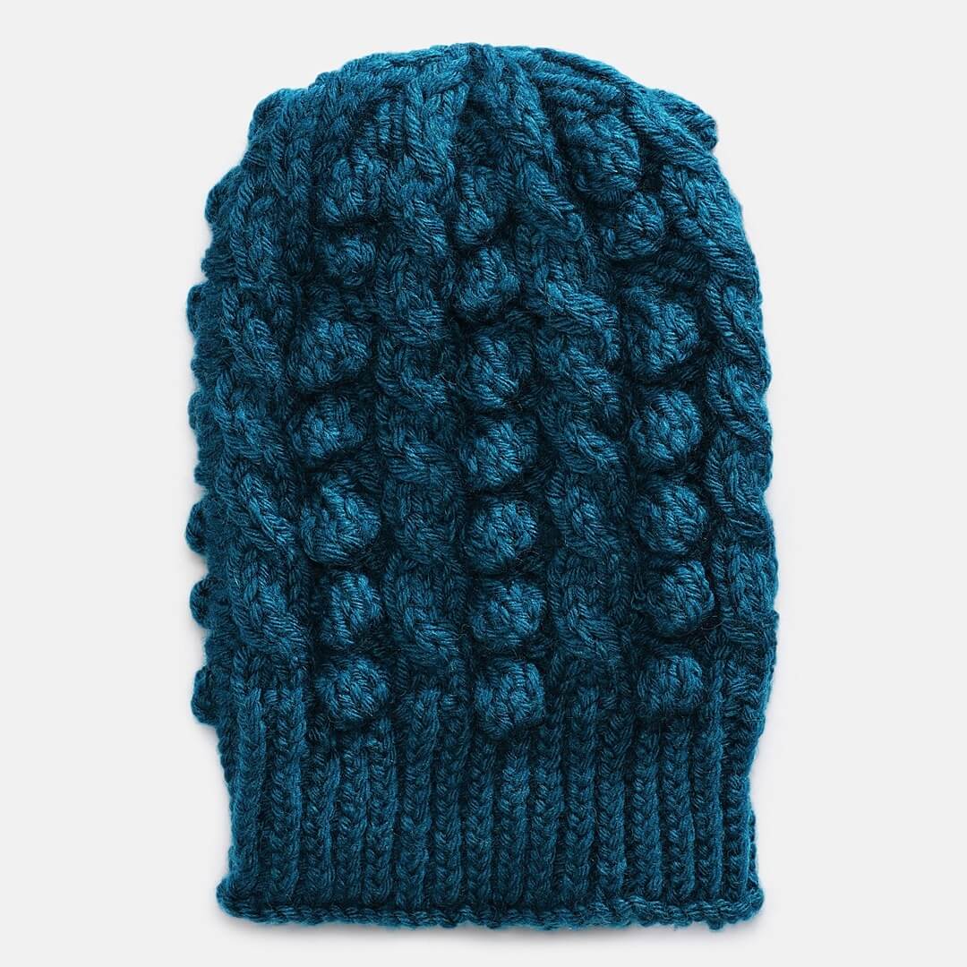 Turquoise Blue Self-Design Beanie - 825