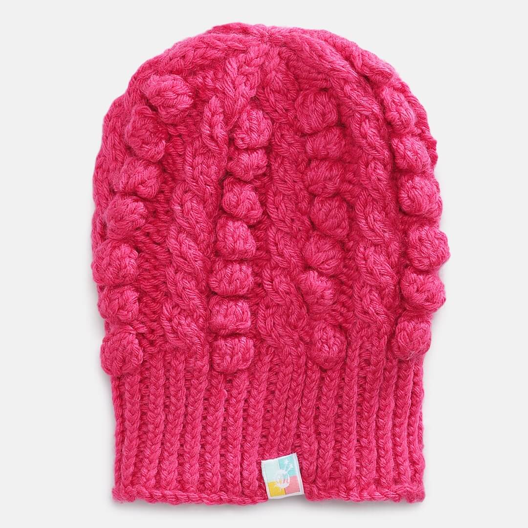 Fuchsia Pink Self-Design Beanie - 845