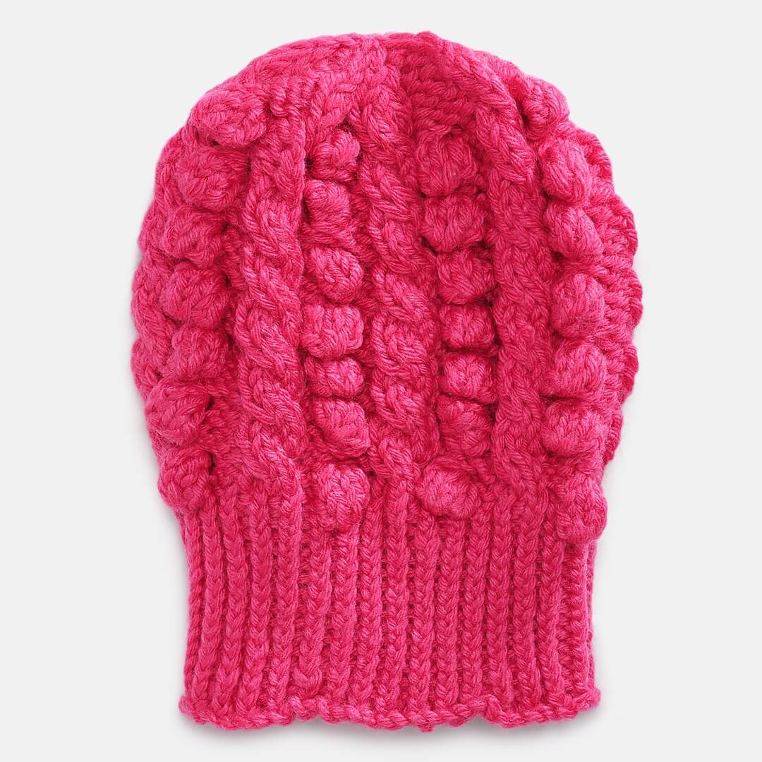 Fuchsia Pink Self-Design Beanie - 845