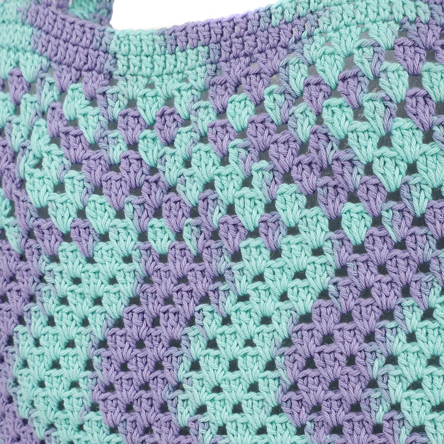 Handmade Crochet Market Bag - Green, Purple 2644