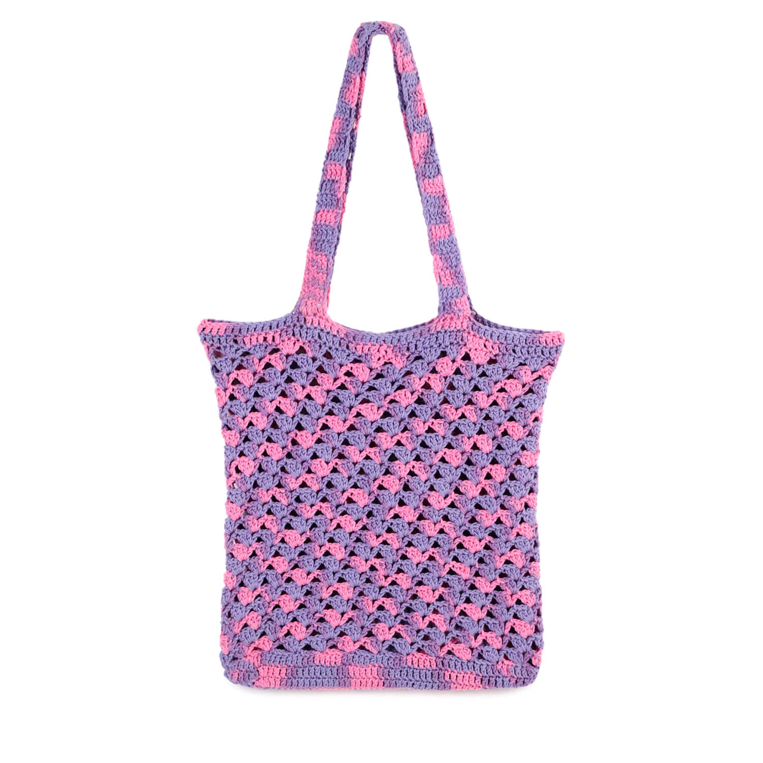 Handmade Crochet Market Bag - Purple, Pink 2645