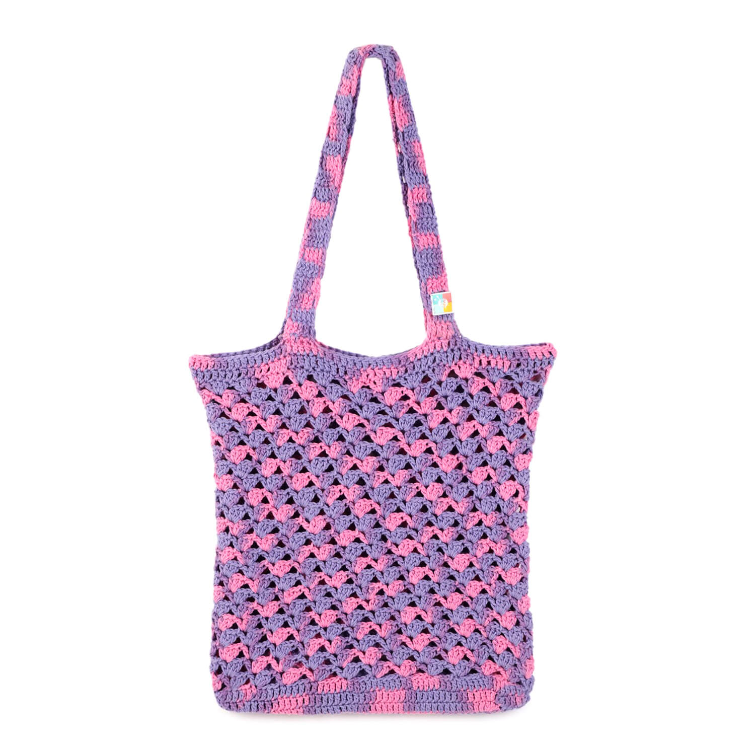 Handmade Crochet Market Bag - Purple, Pink 2645