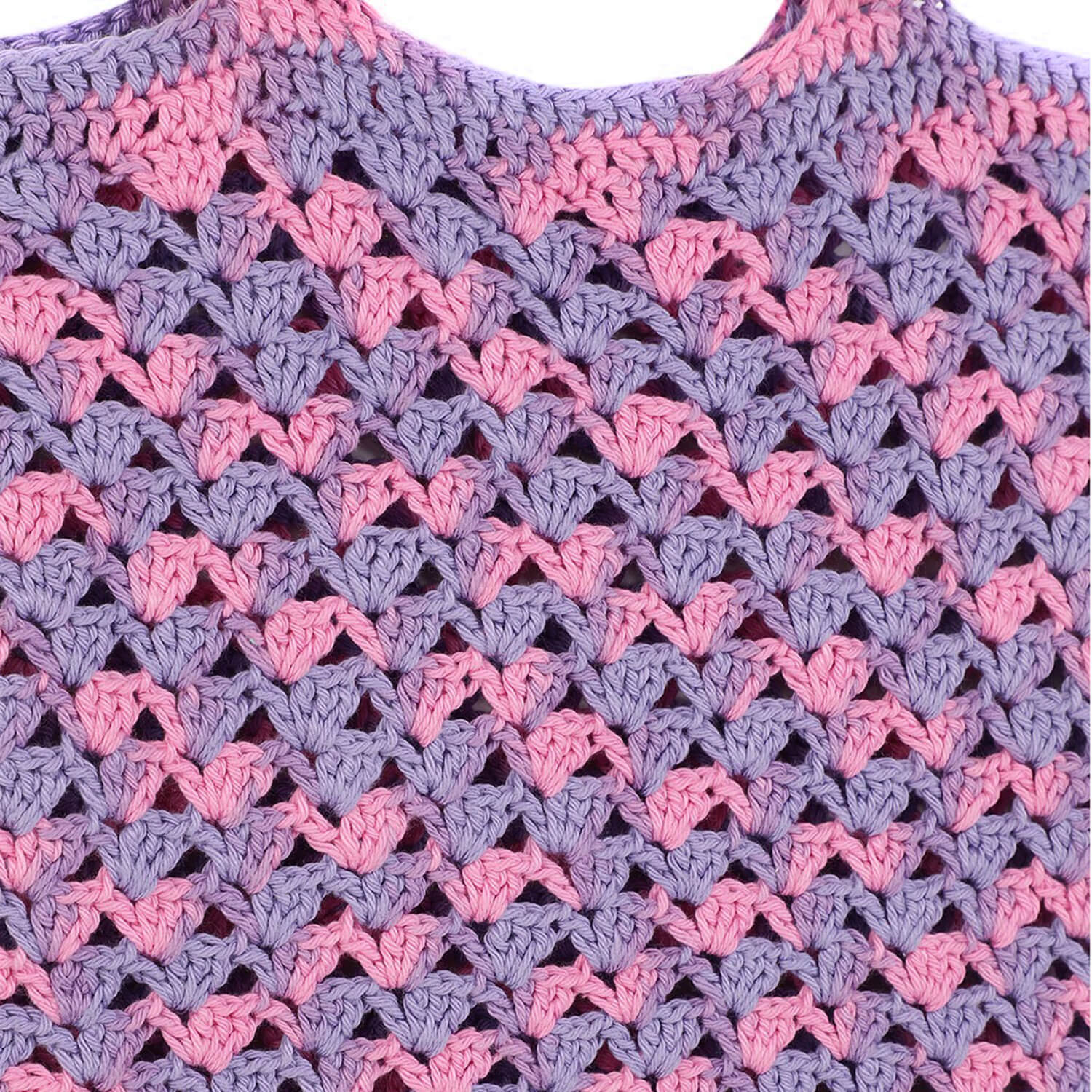 Handmade Crochet Market Bag - Purple, Pink 2645