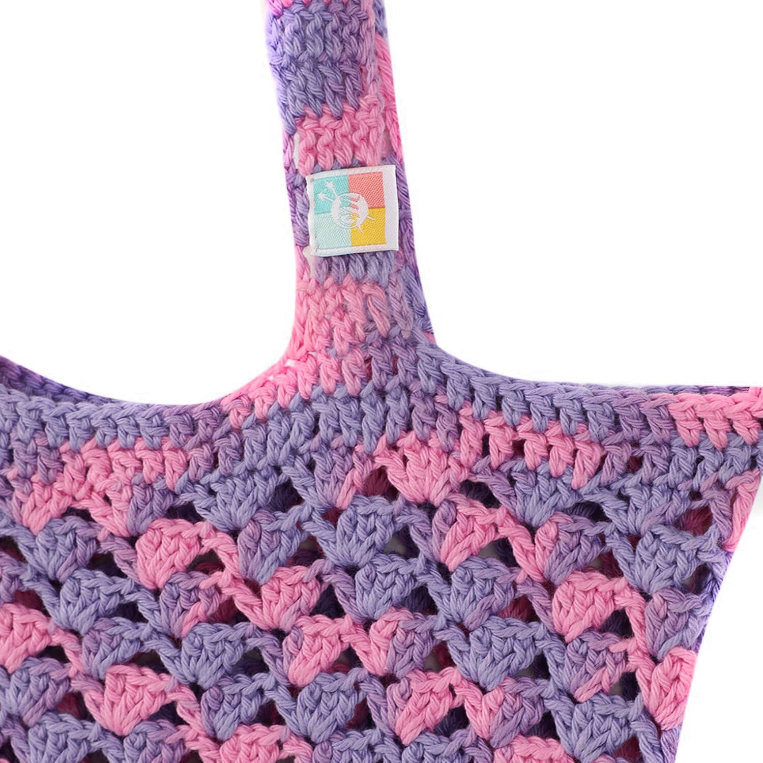 Handmade Crochet Market Bag - Purple, Pink 2645