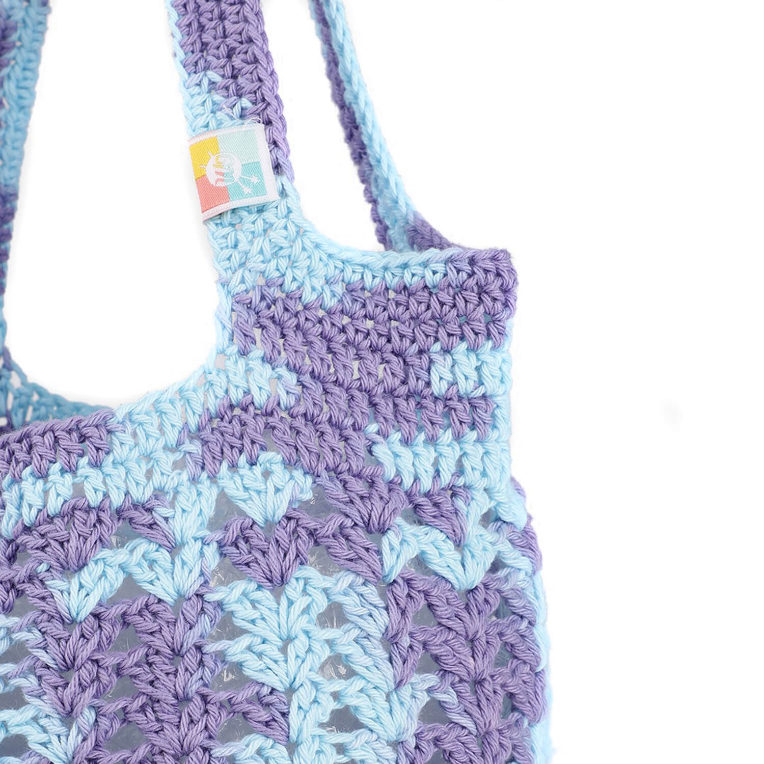 Handmade Crochet Market Bag - Blue, Purple 2646