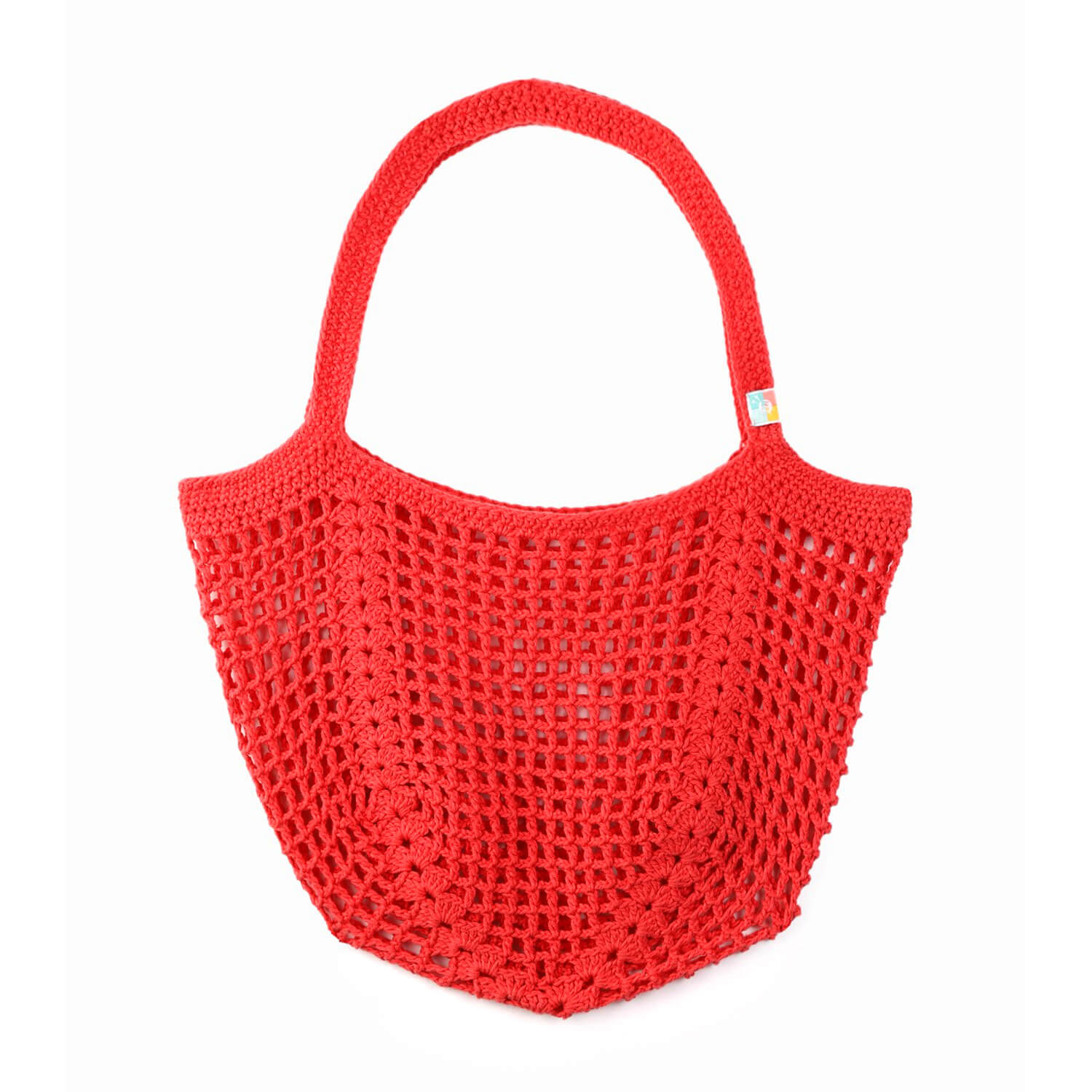 Handmade Crochet Market Bag - Coral Red 2648