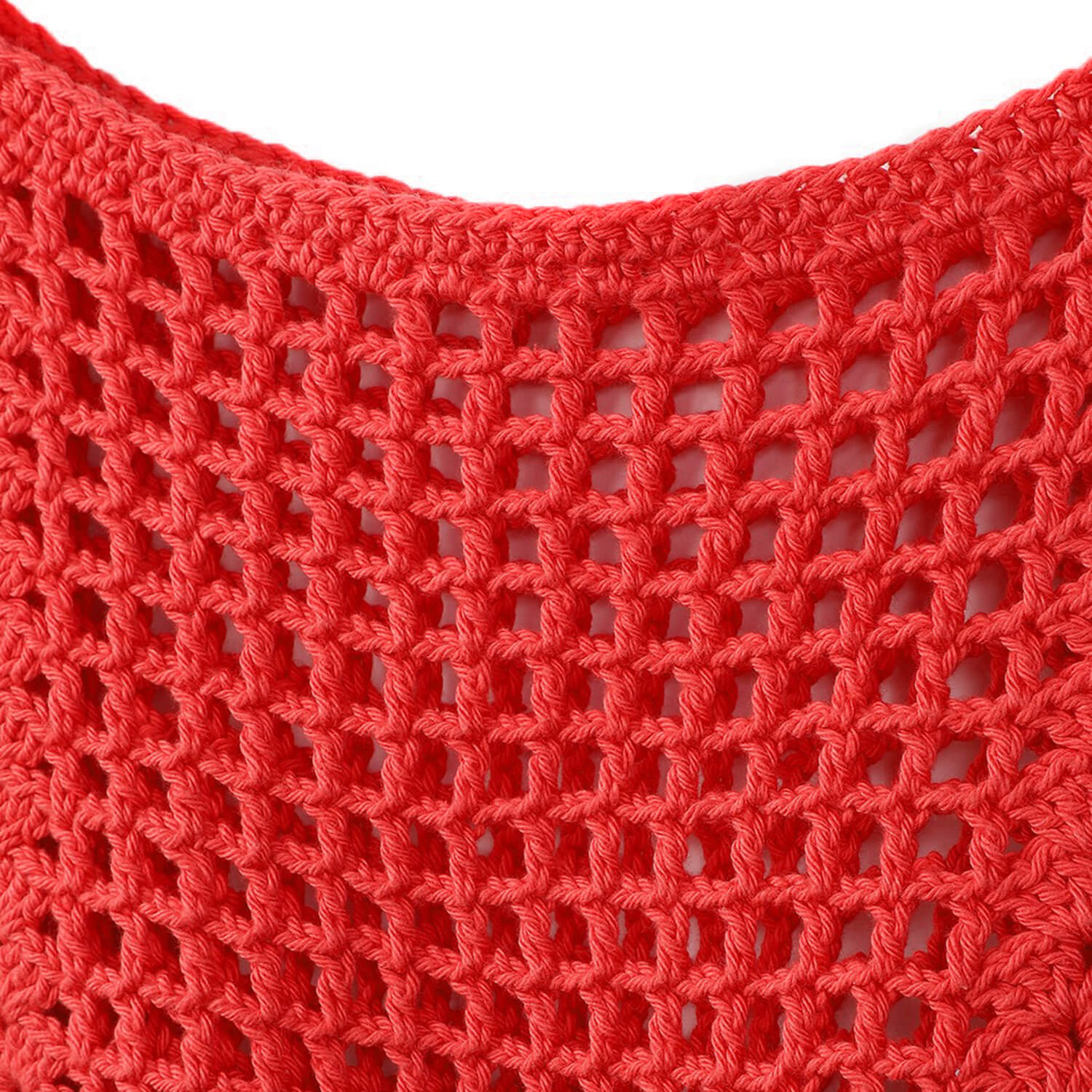 Handmade Crochet Market Bag - Coral Red 2648