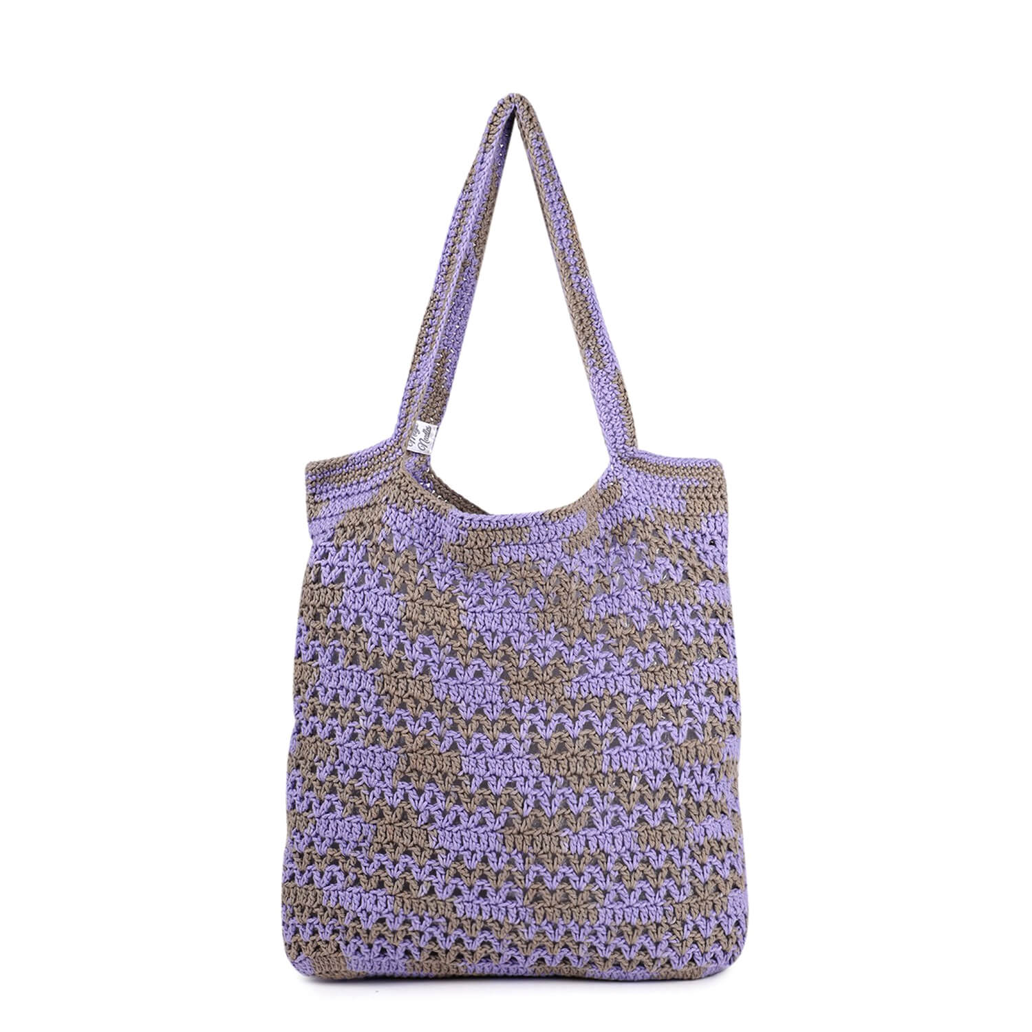 Handmade Crochet Market Bag - Purple, Grey 2649