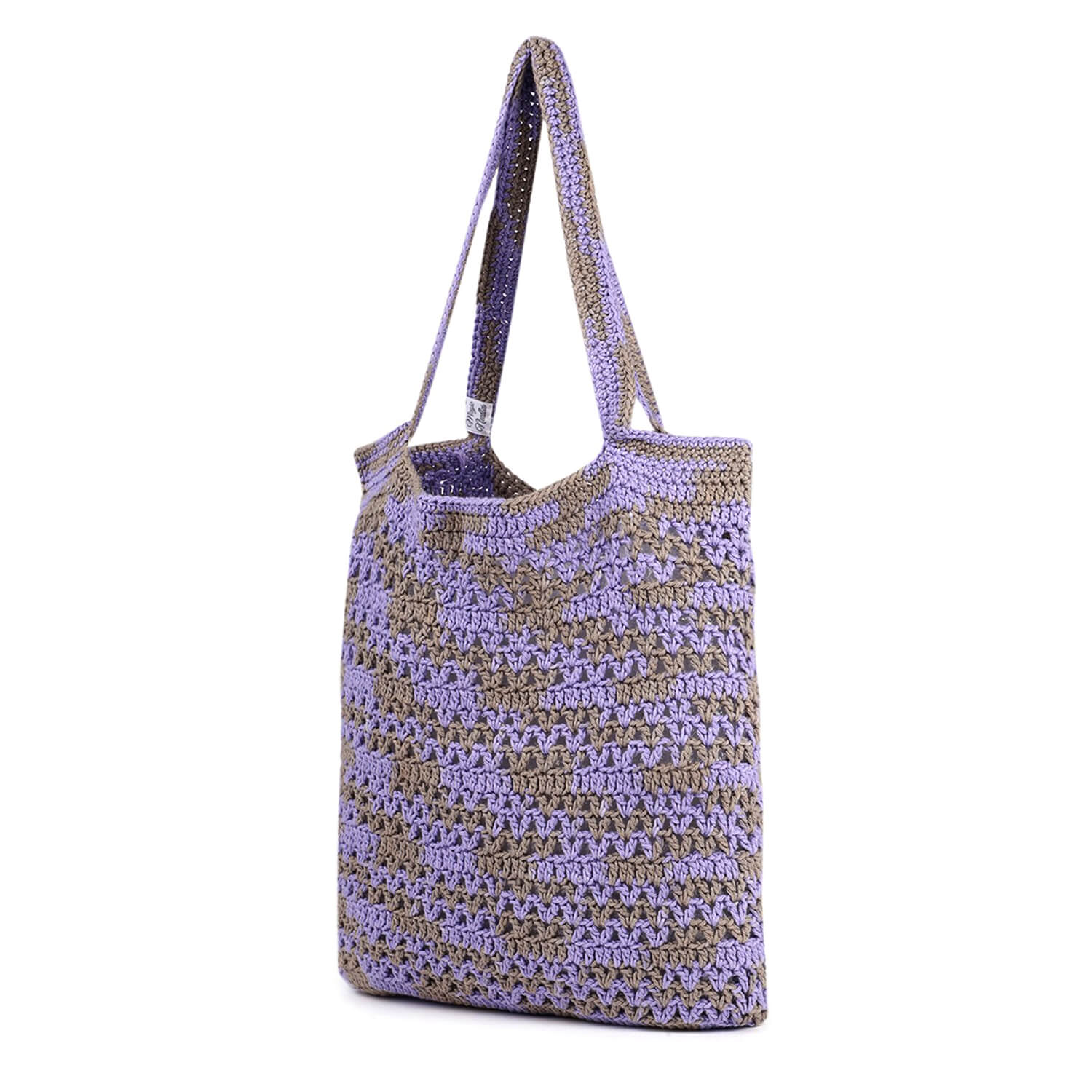 Handmade Crochet Market Bag - Purple, Grey 2649