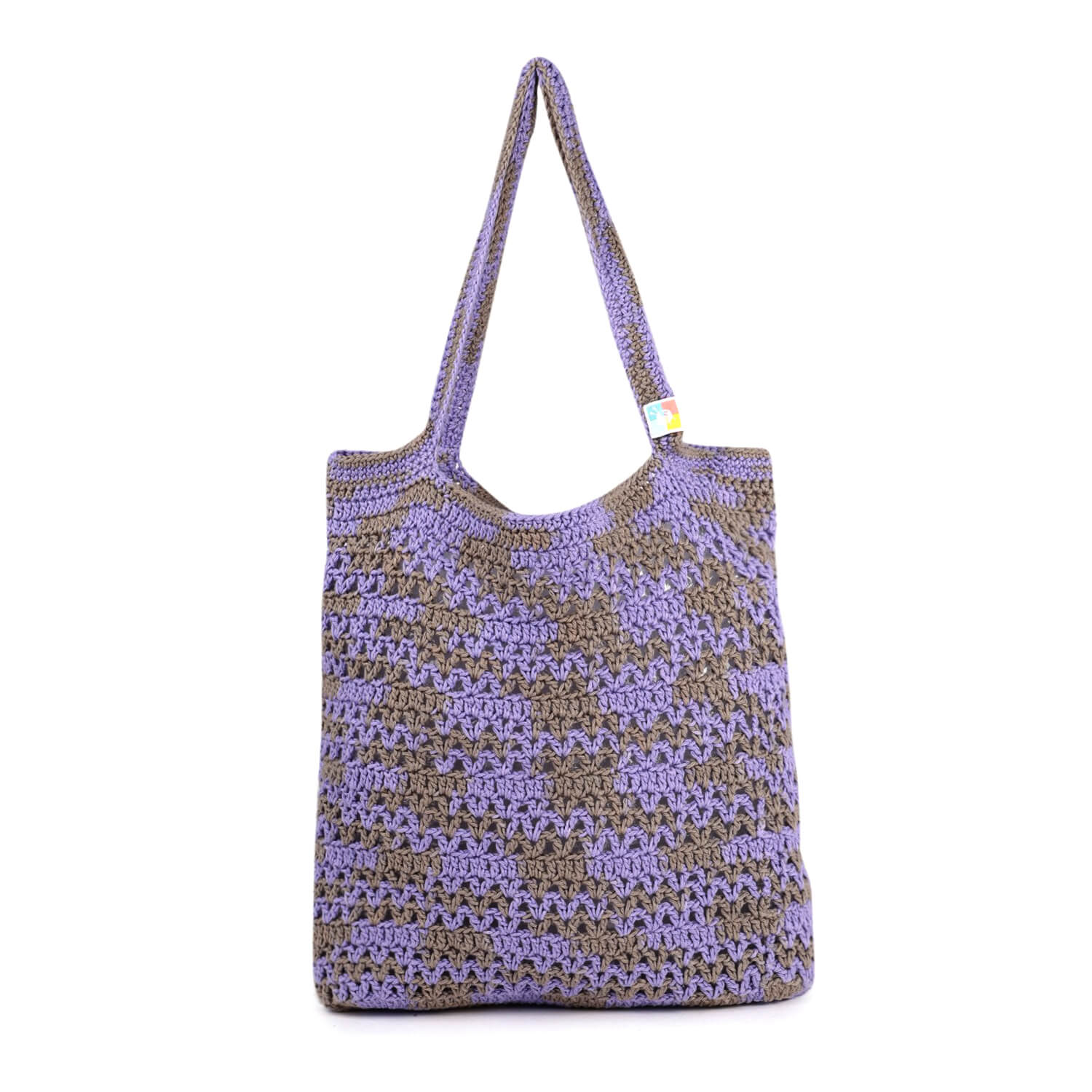 Handmade Crochet Market Bag - Purple, Grey 2649