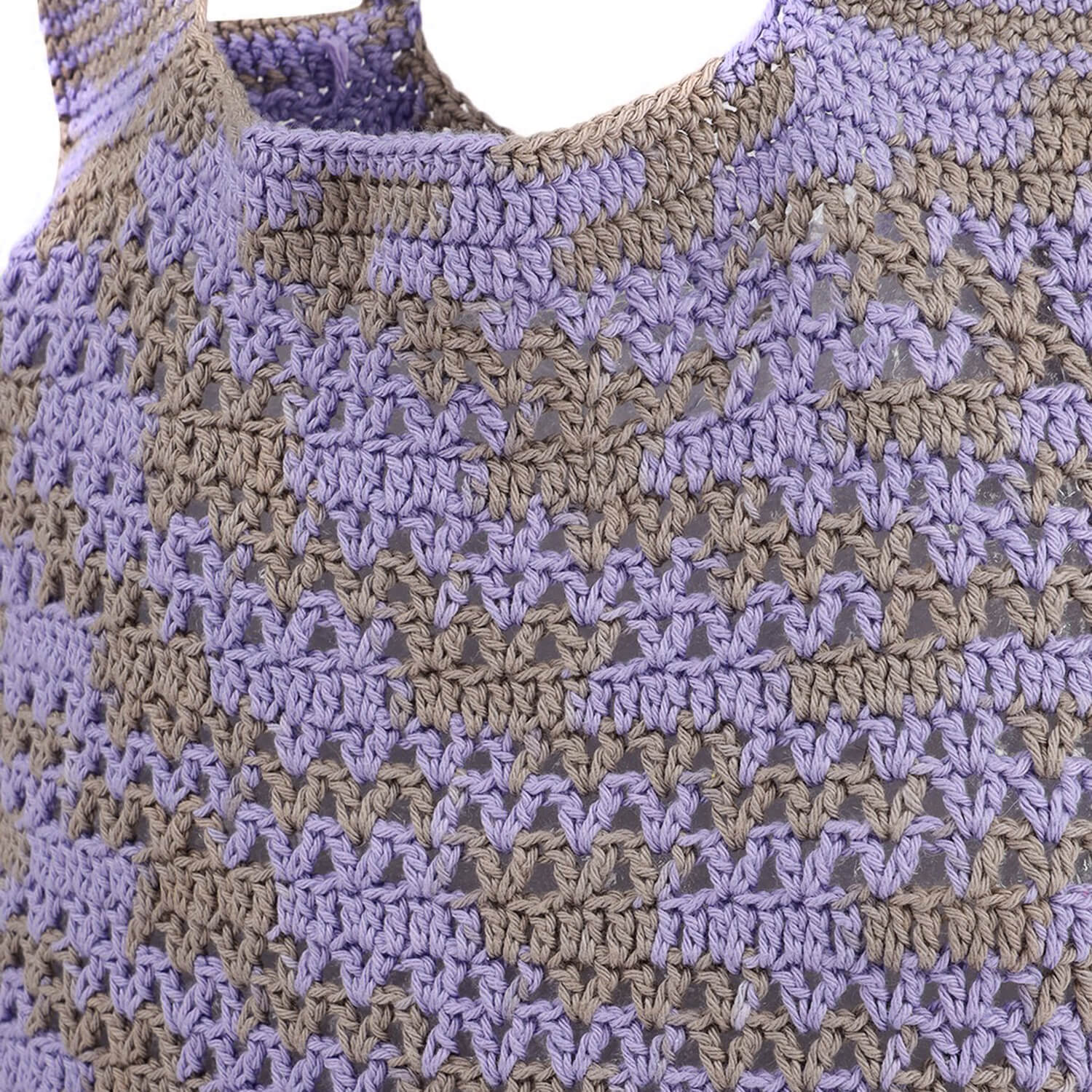 Handmade Crochet Market Bag - Purple, Grey 2649