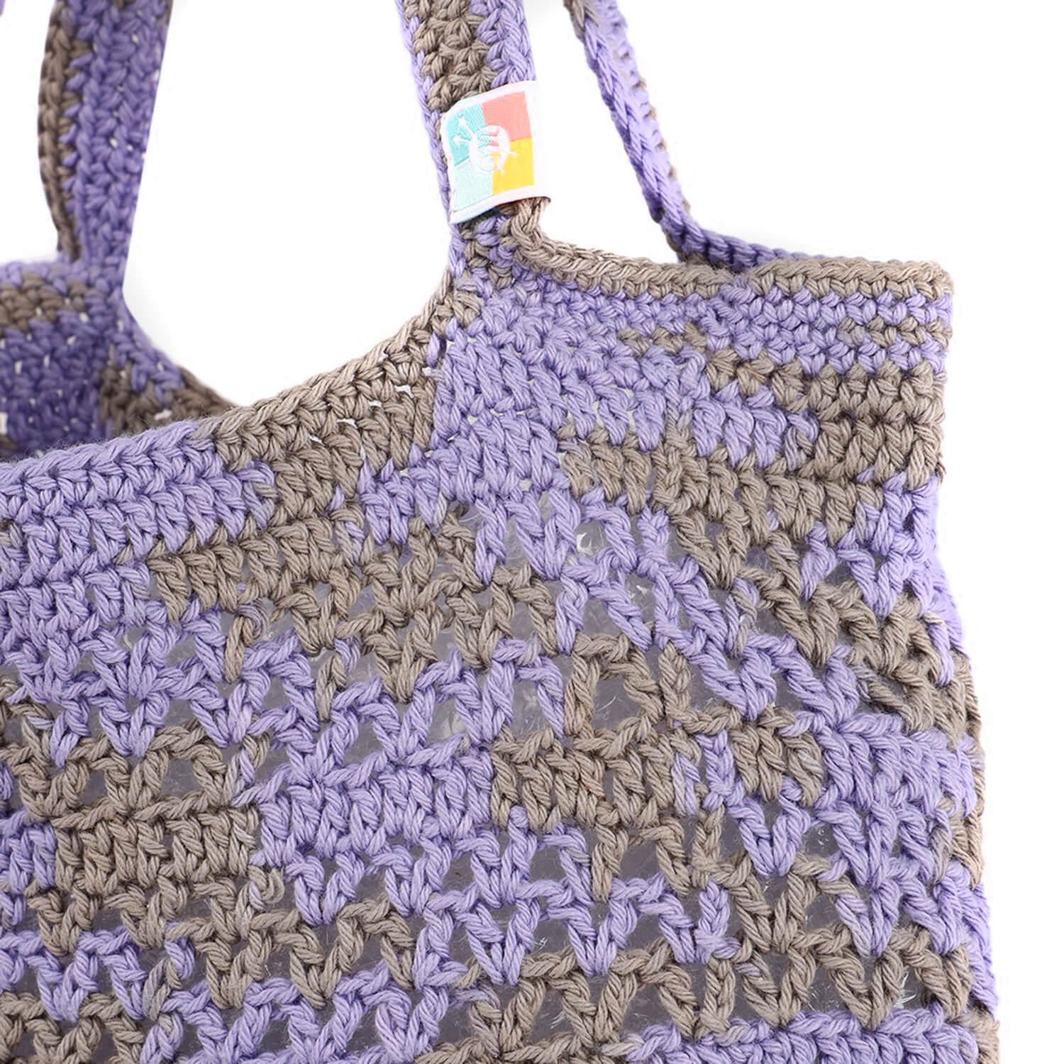 Handmade Crochet Market Bag - Purple, Grey 2649