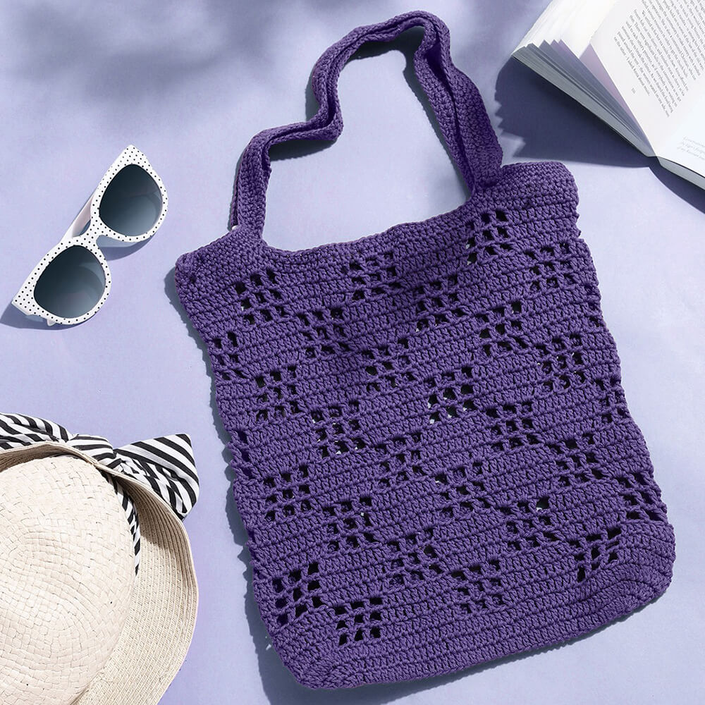 Handmade Crochet Market Bag - Dark Purple 2650