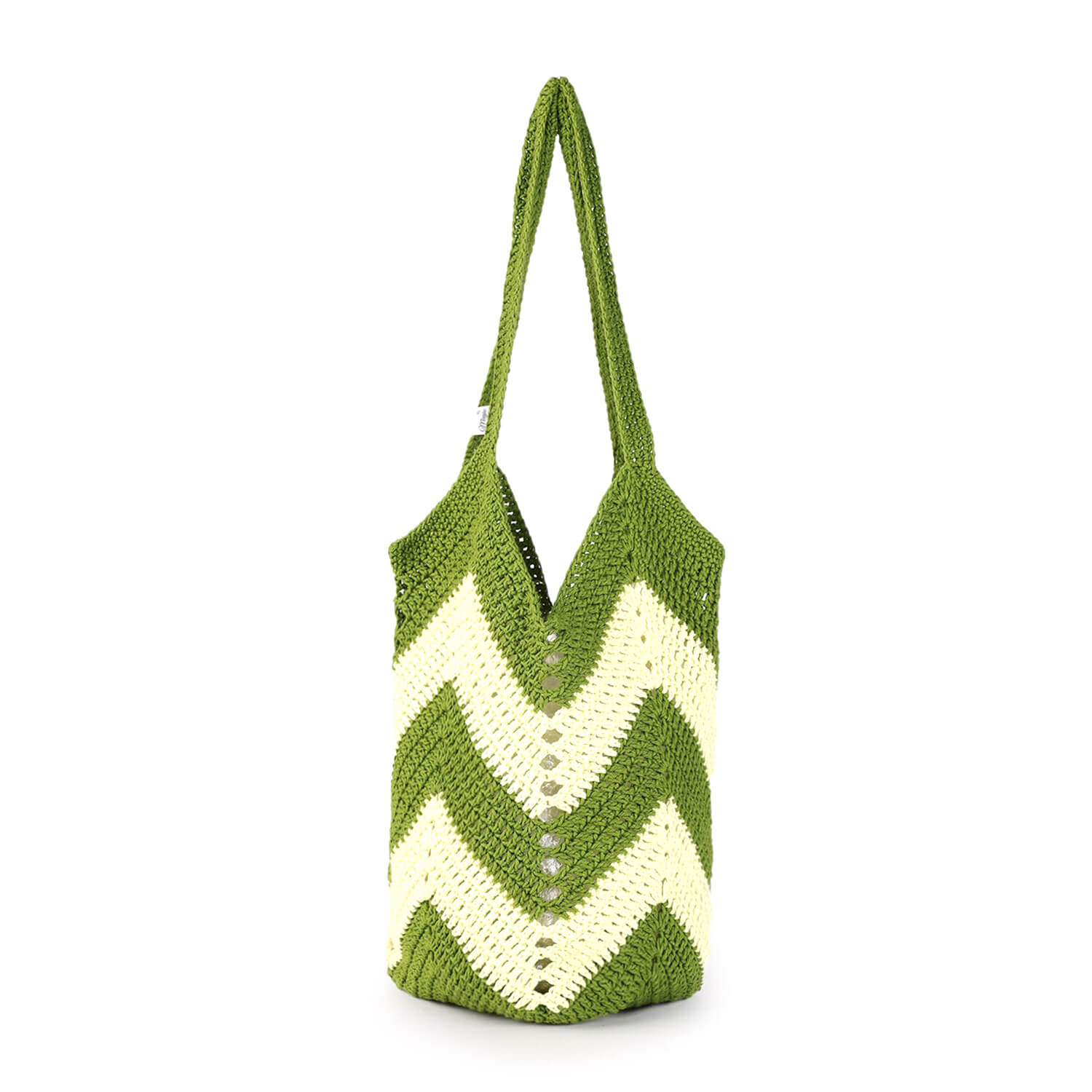 Handmade Crochet Market Bag - Olive Green, Yellow 2651