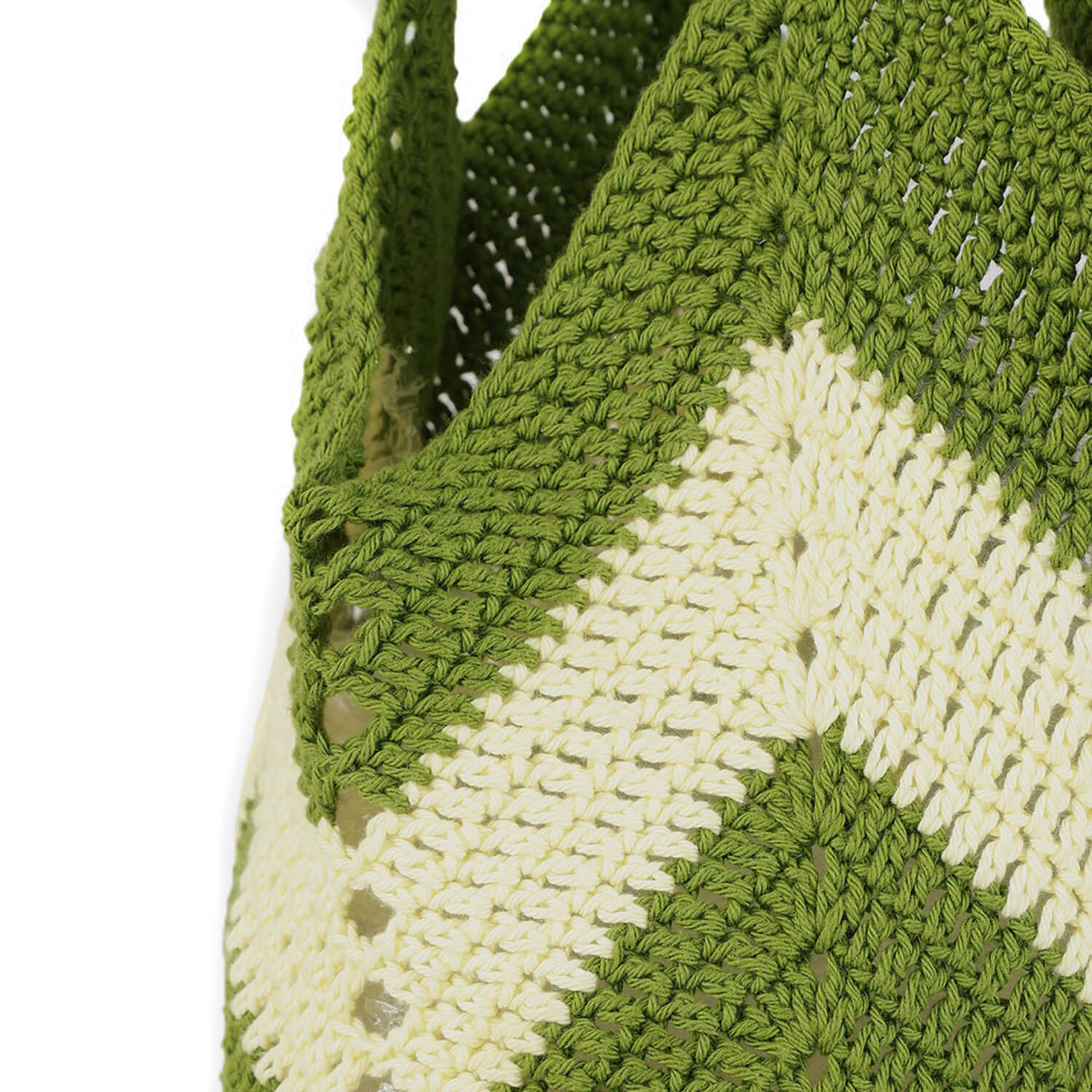 Handmade Crochet Market Bag - Olive Green, Yellow 2651