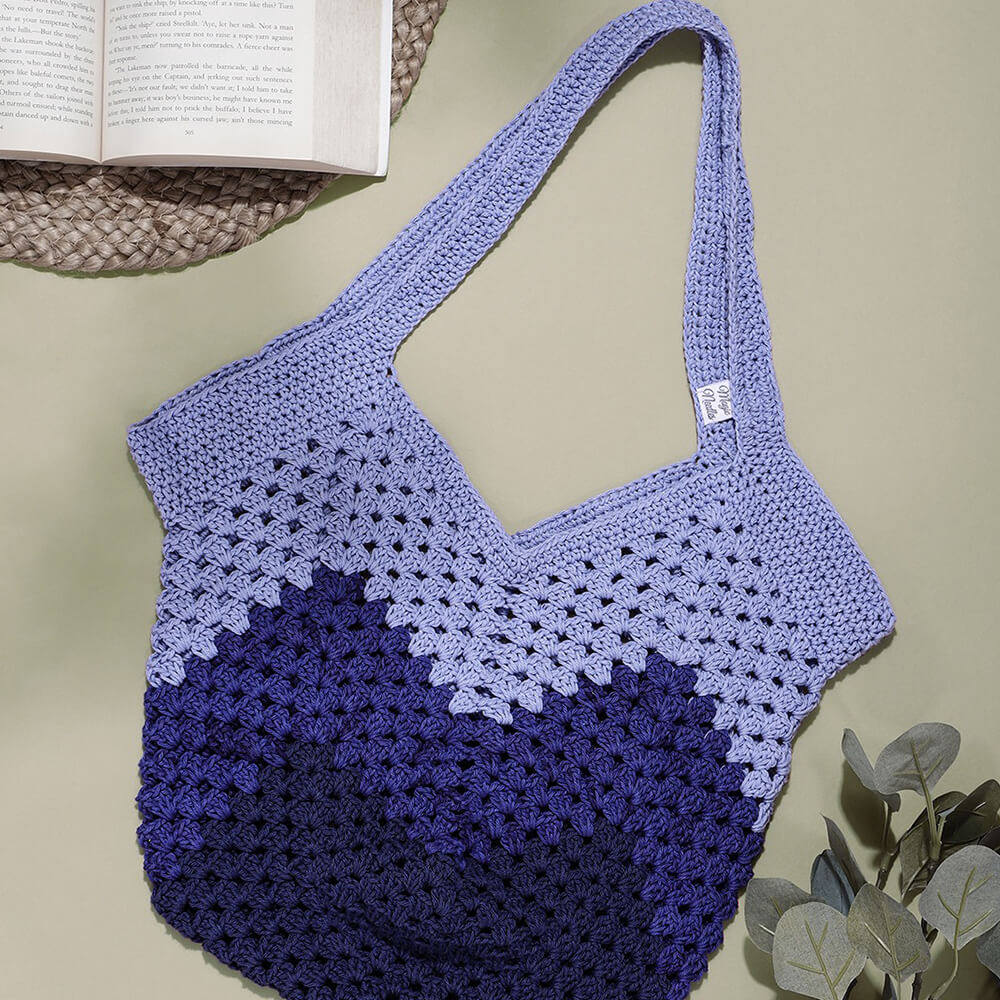 Handmade Crochet Market Bag - Blue 2652