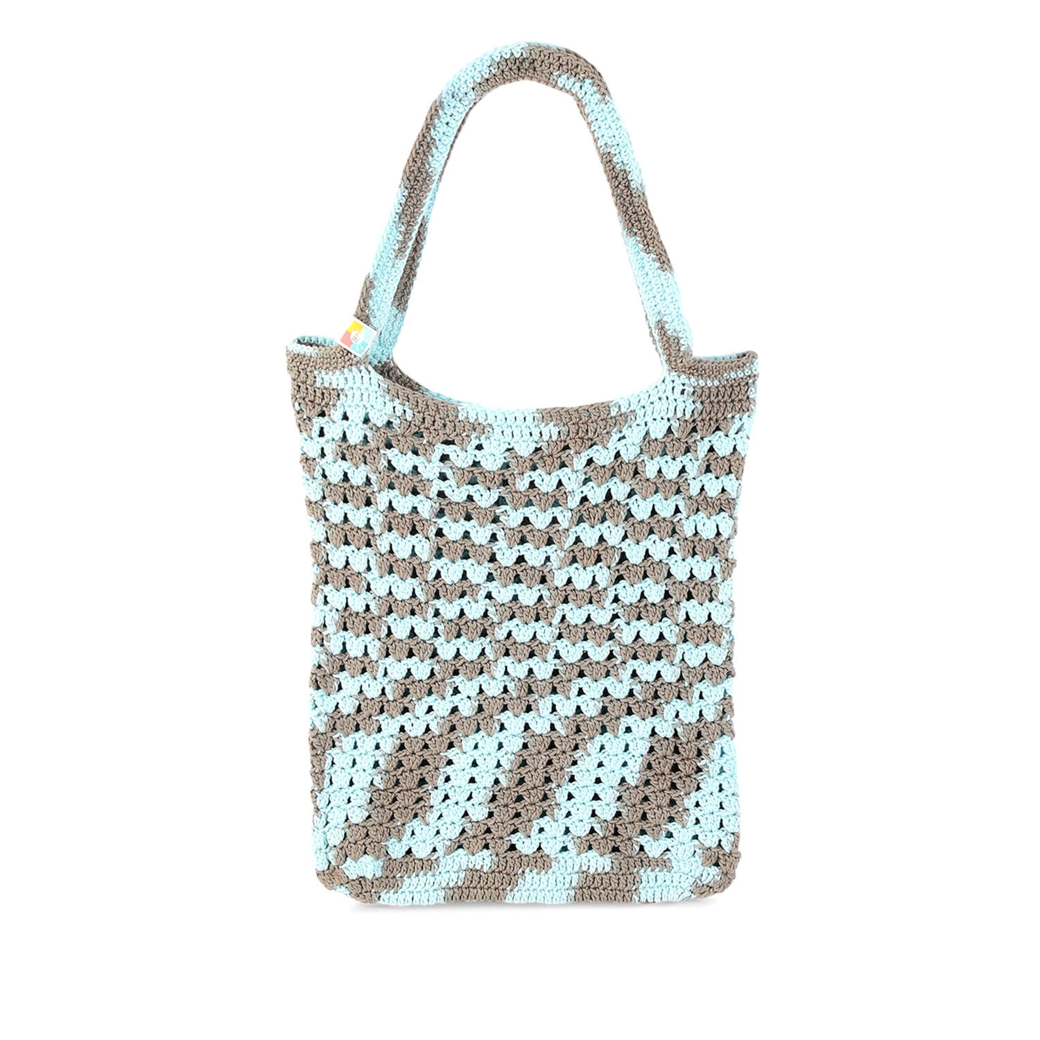 Handmade Crochet Market Bag - Blue, Grey 2653