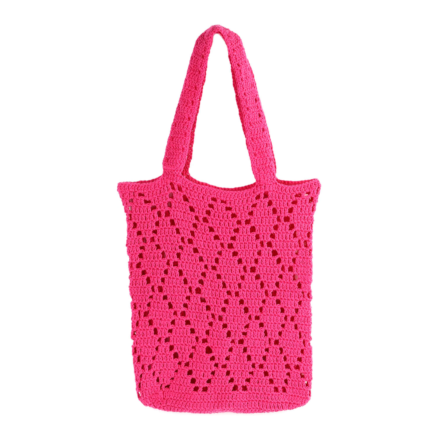 Handmade Crochet Market Bag - Dark Pink 2654