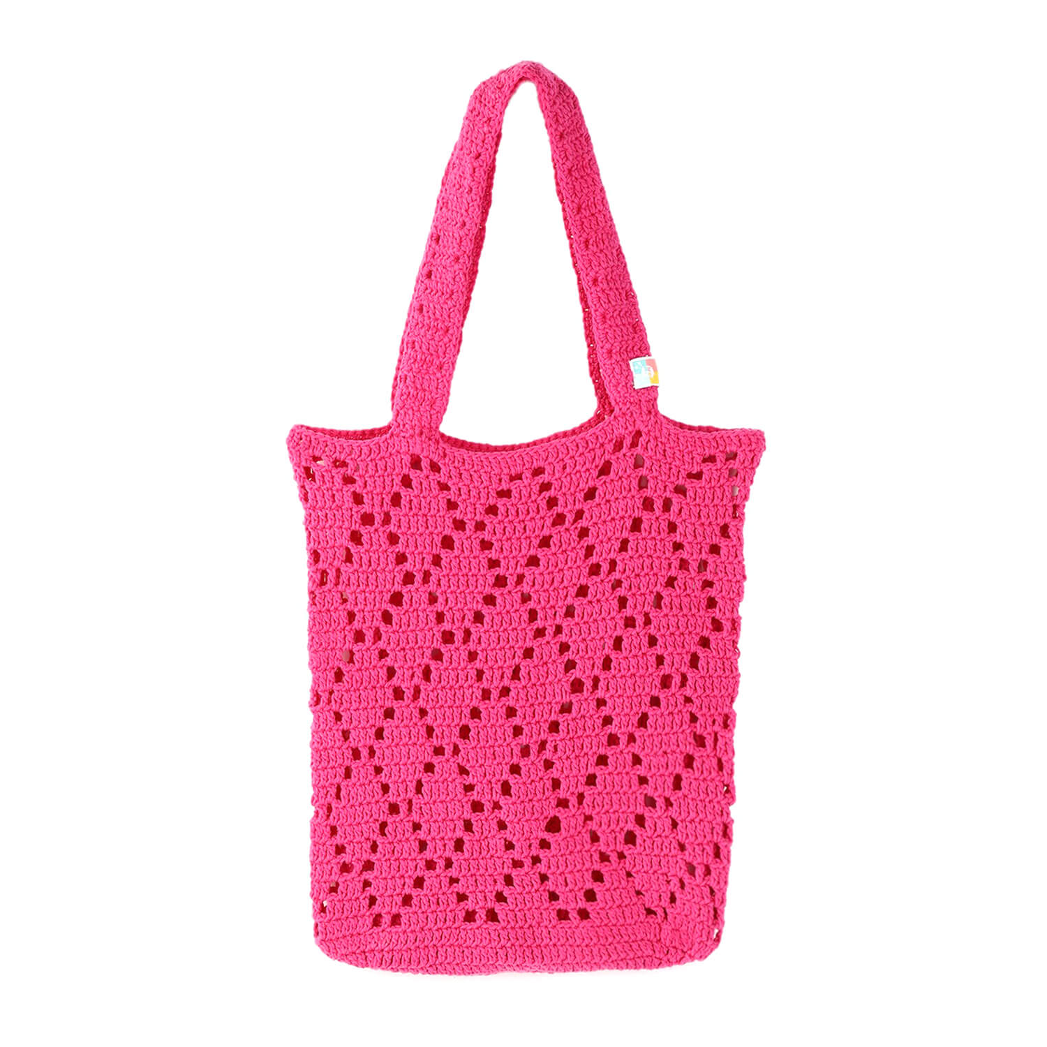 Handmade Crochet Market Bag - Dark Pink 2654
