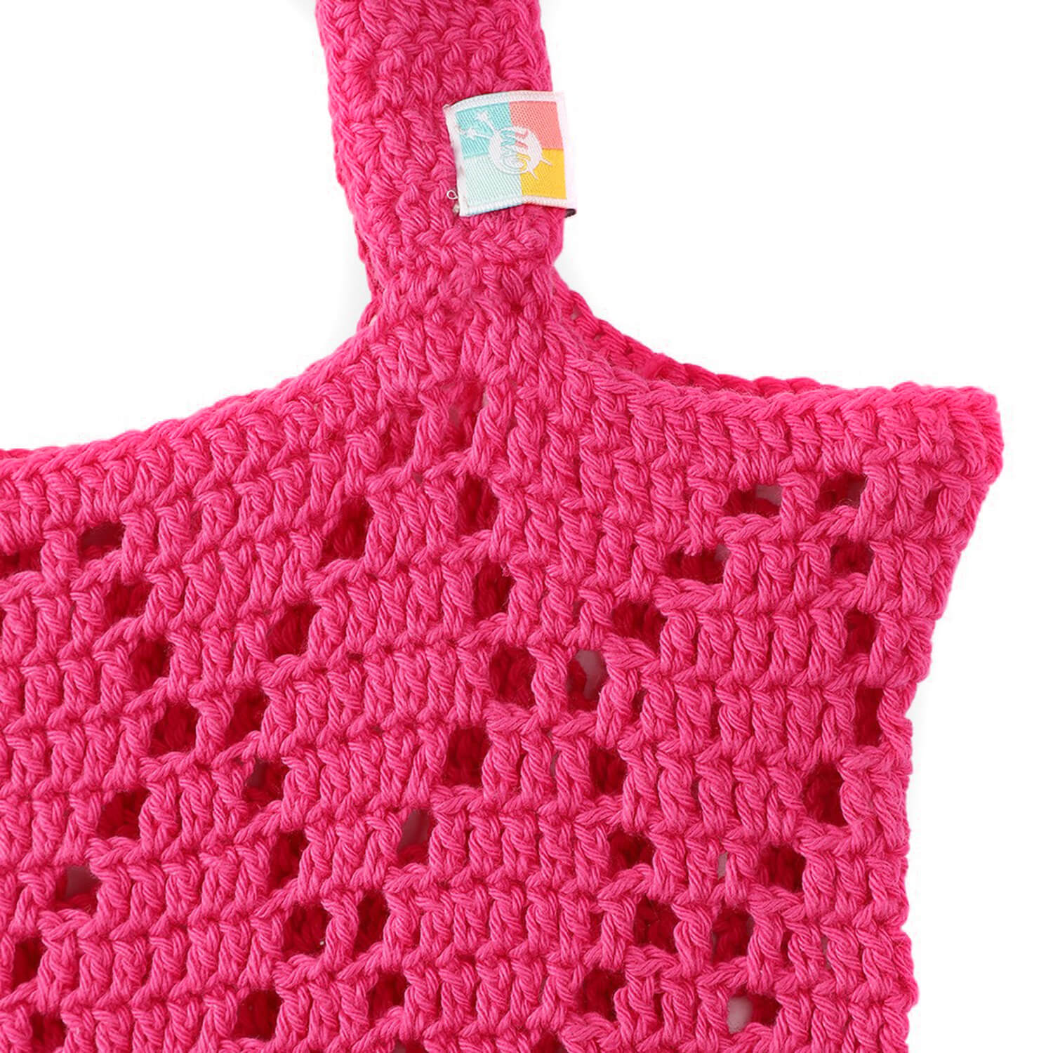 Handmade Crochet Market Bag - Dark Pink 2654