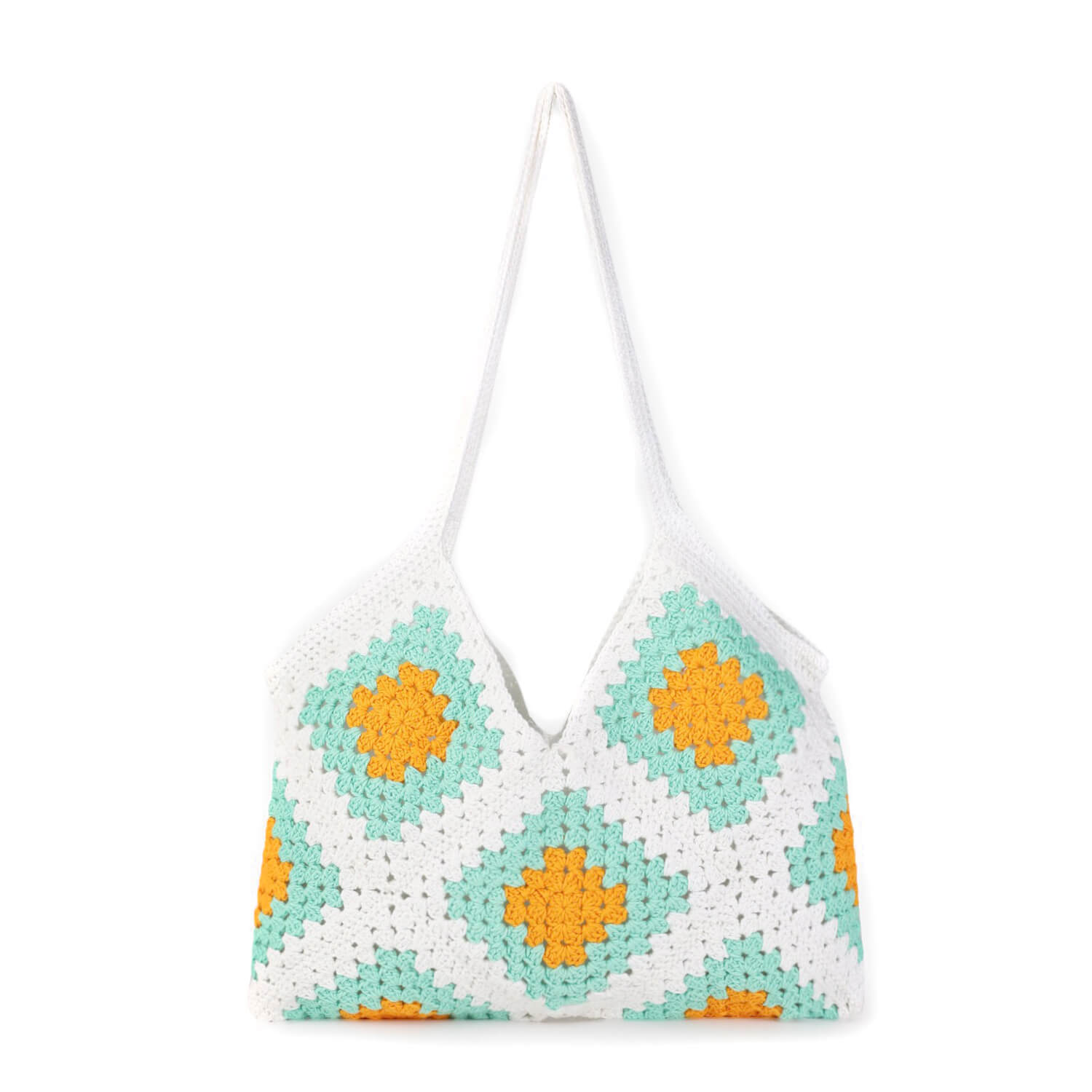 Buy Granny Square Crochet Bag Multicolored Granny Square Tiles With Bamboo  Handles, Crochet. Online in India 
