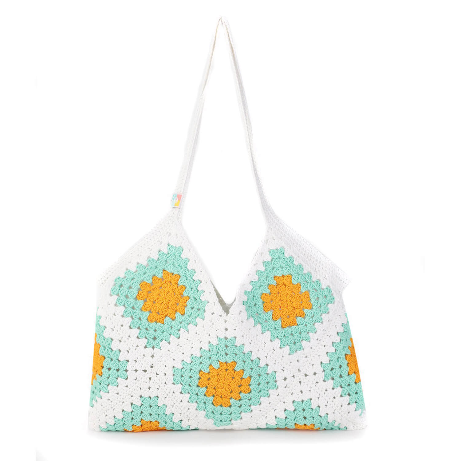 Handmade Crochet Granny Square Bag - Multi-Color 2655