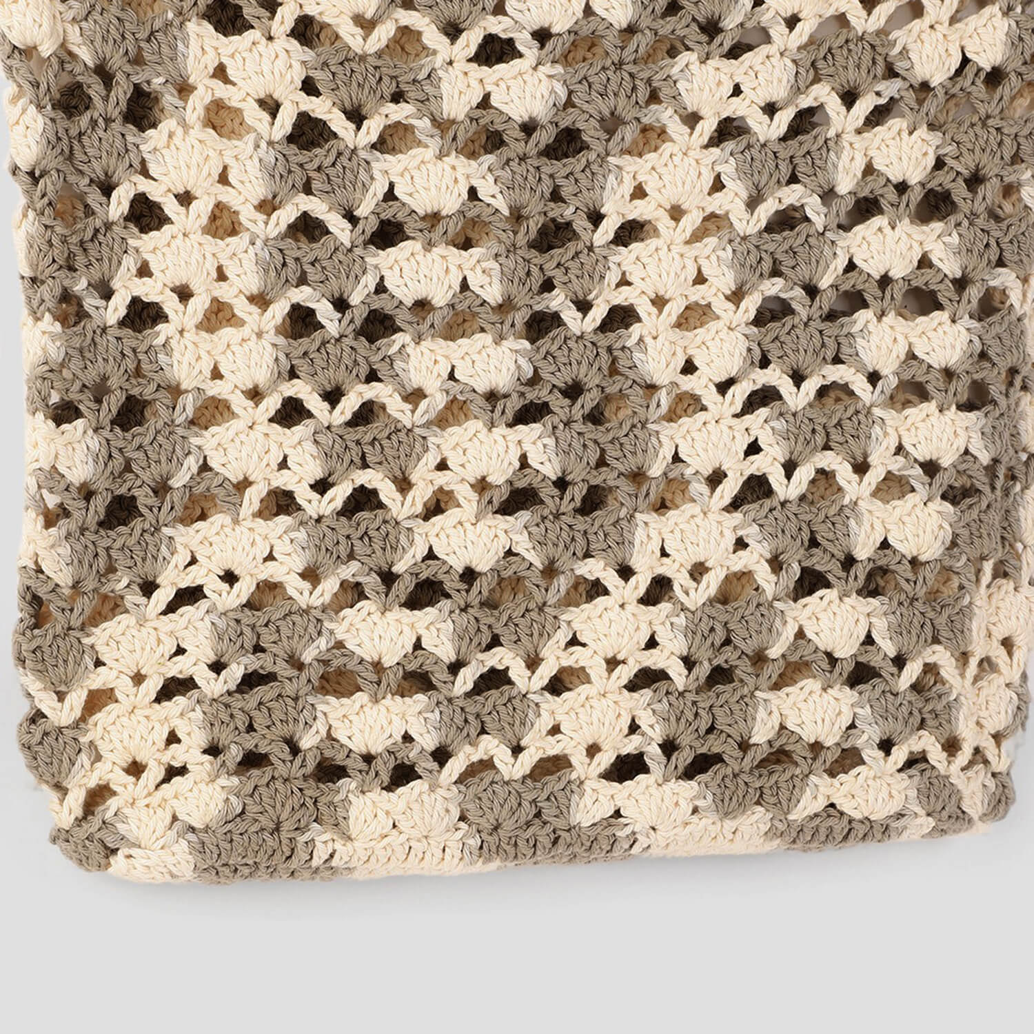 Handmade Crochet Market Bag - Cream, Grey 2662