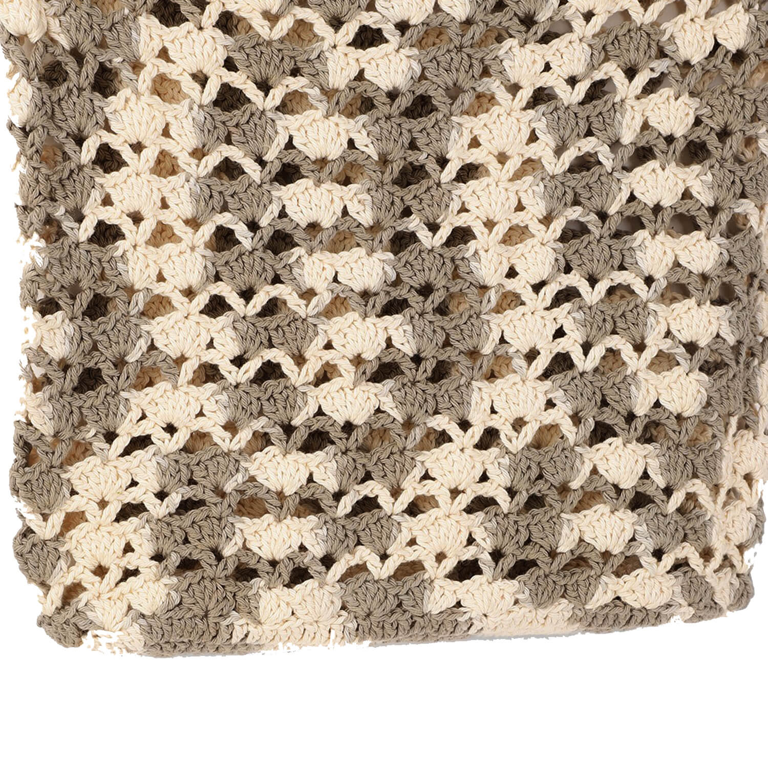 Handmade Crochet Market Bag - Cream, Grey 2662