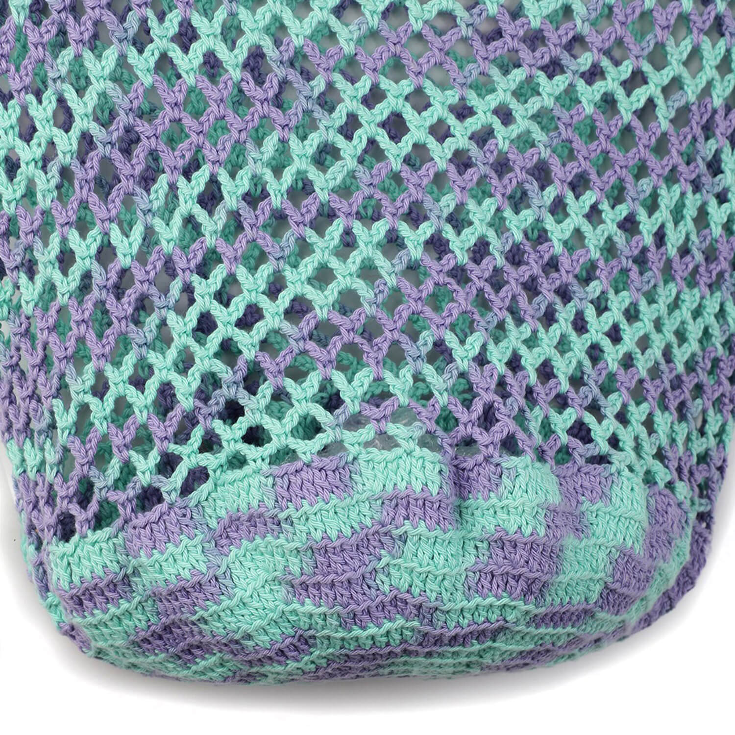 Handmade Crochet Market Bag - Green, Purple 2663