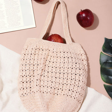 Handmade Crochet Market Bag - Beige 2668