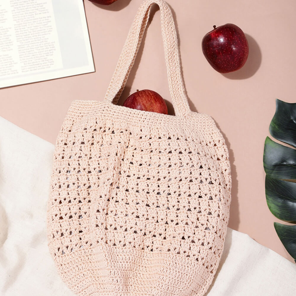 Handmade Crochet Market Bag - Beige 2668