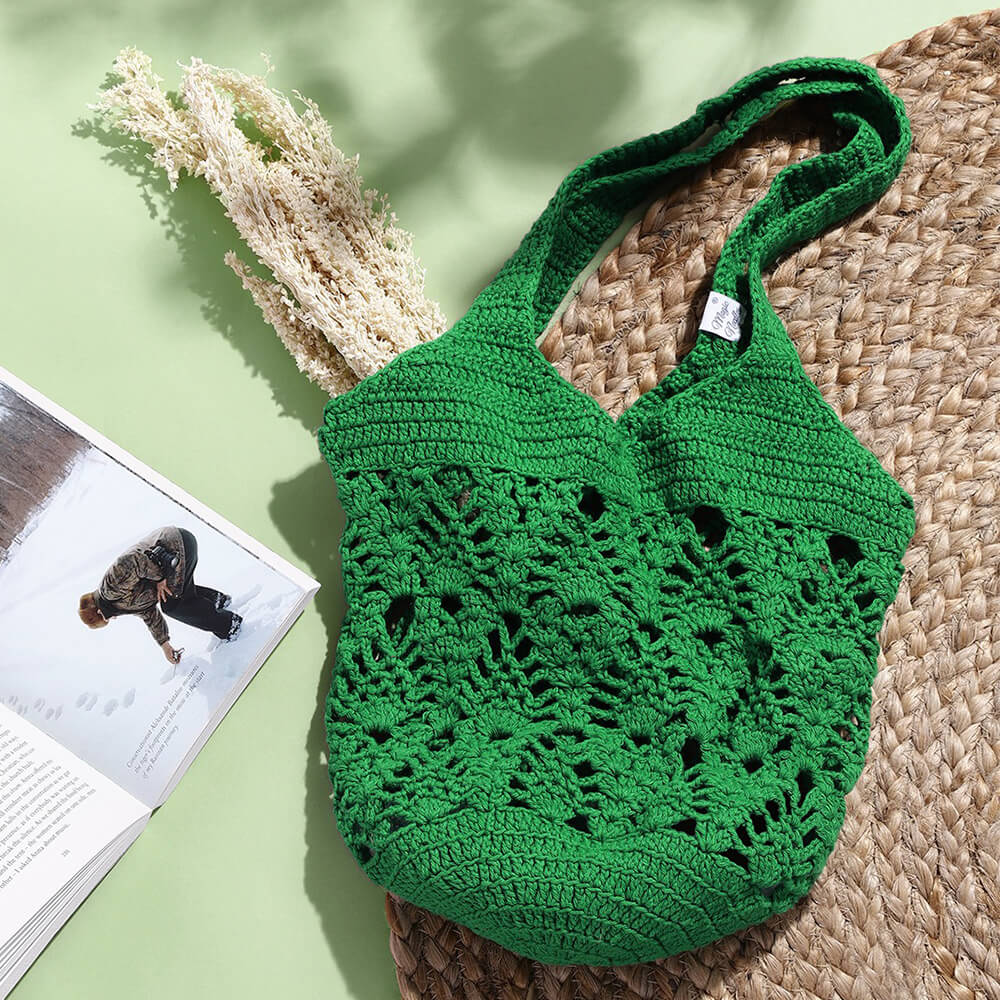 Handmade Crochet Market Bag - Green 2688