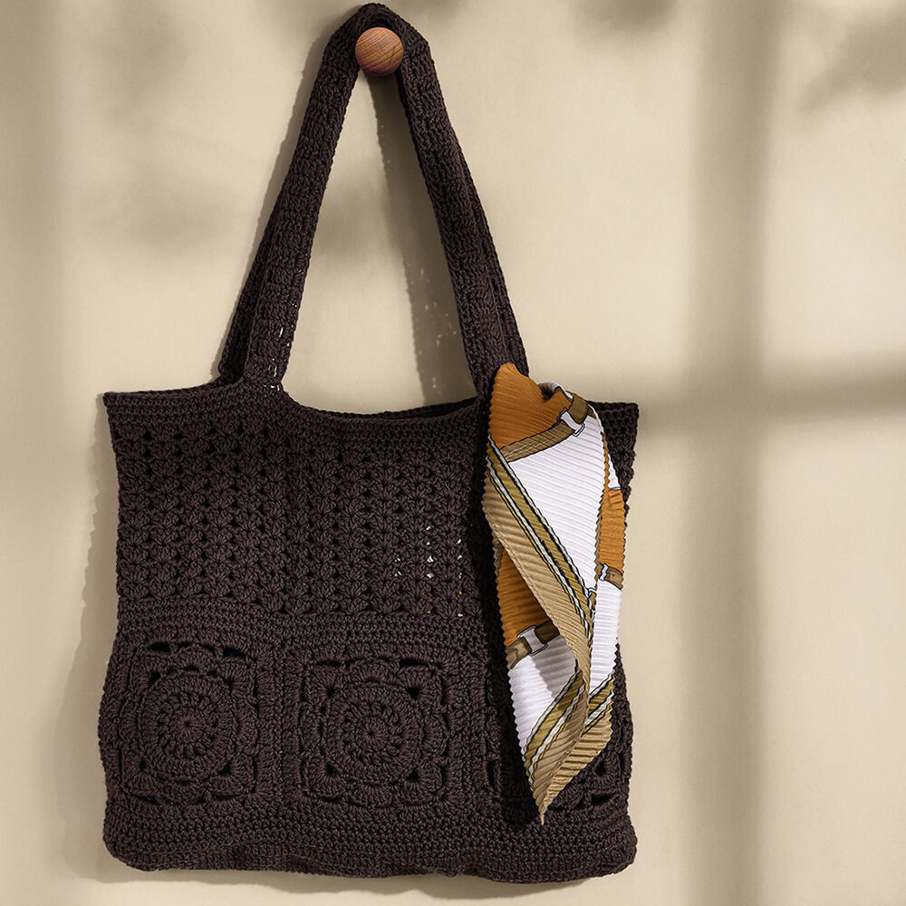 Handmade Crochet Market Bag - Brown 2690