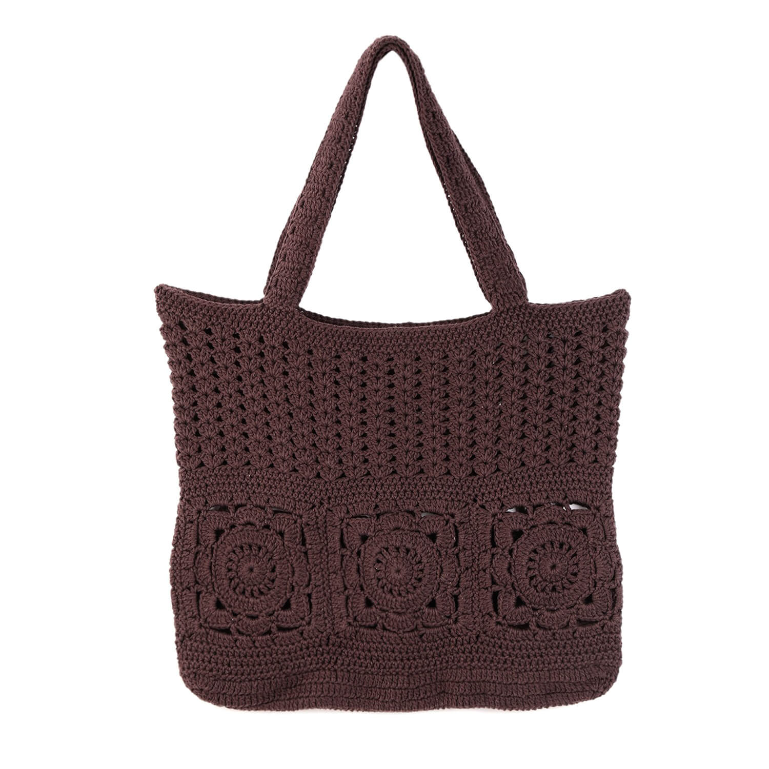 Handmade Crochet Market Bag - Brown 2690