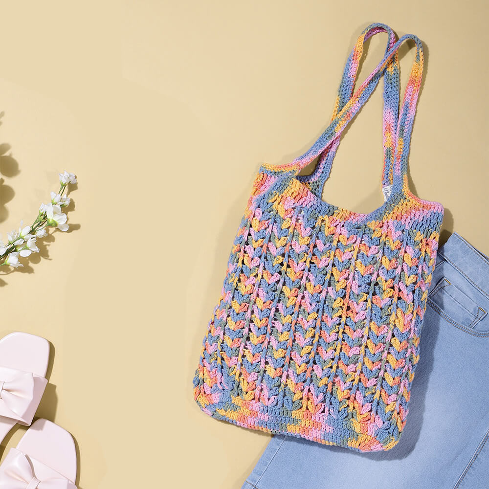 Handmade Crochet Market Bag - Multi-Color 2691