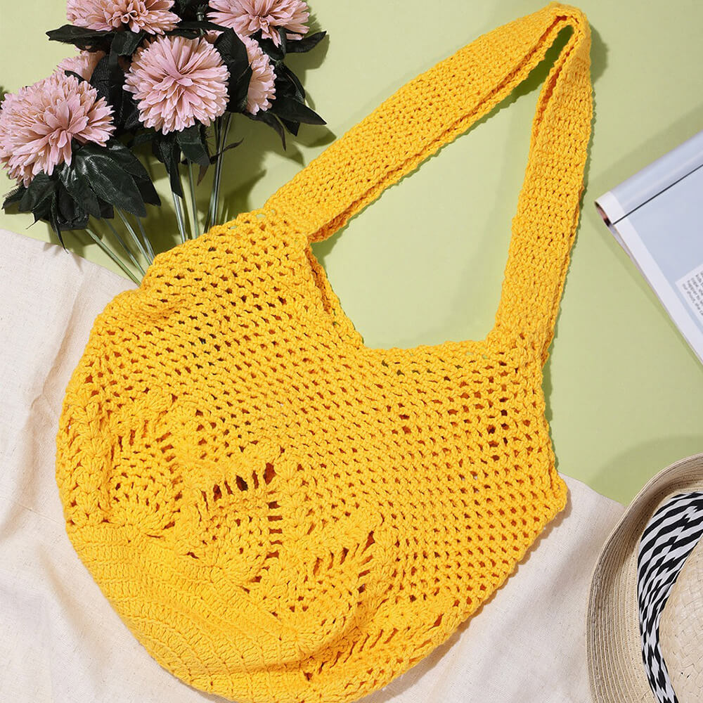 Handmade Crochet Market Bag - Yellow 2692