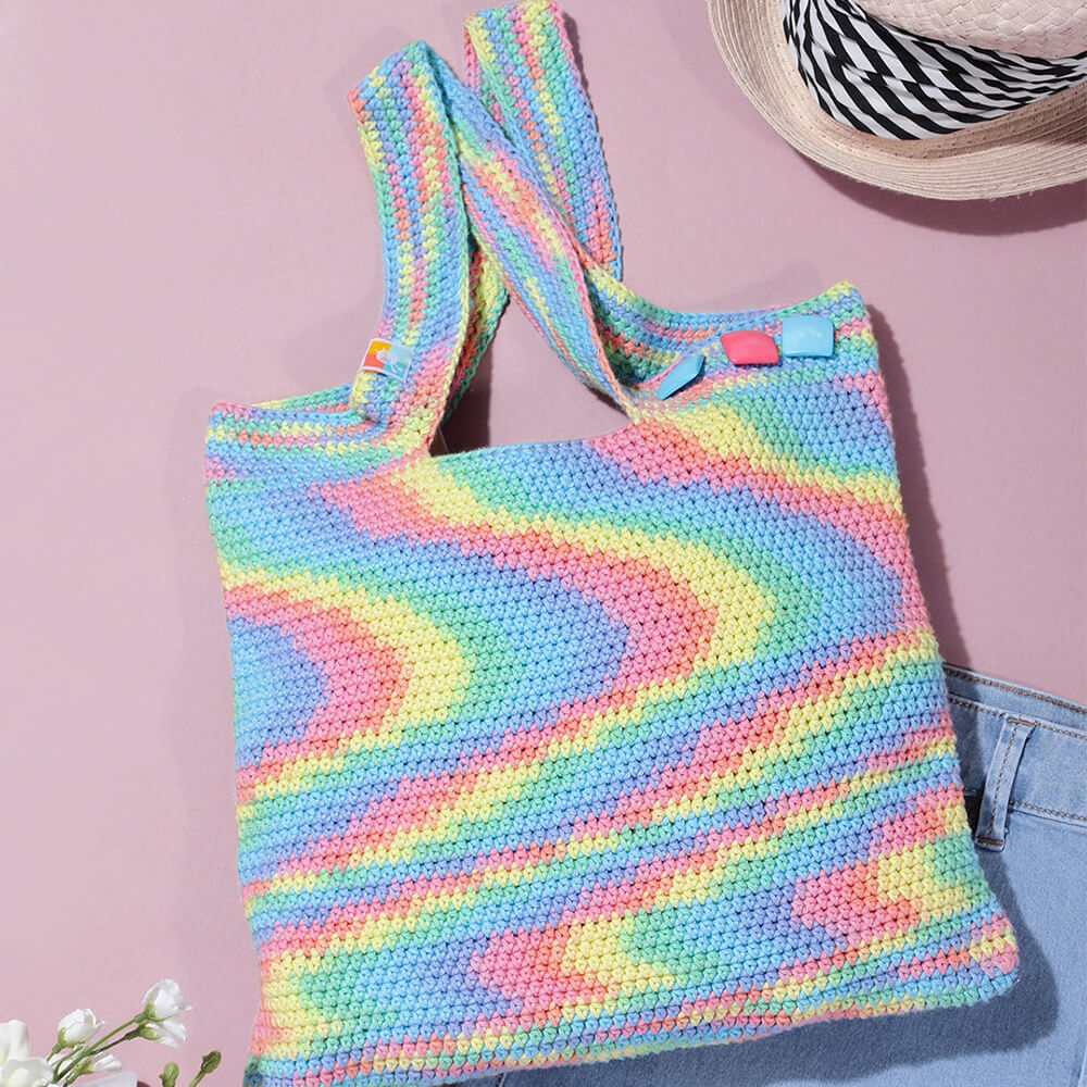 Handmade Crochet Market Bag - Multi-Color 2693