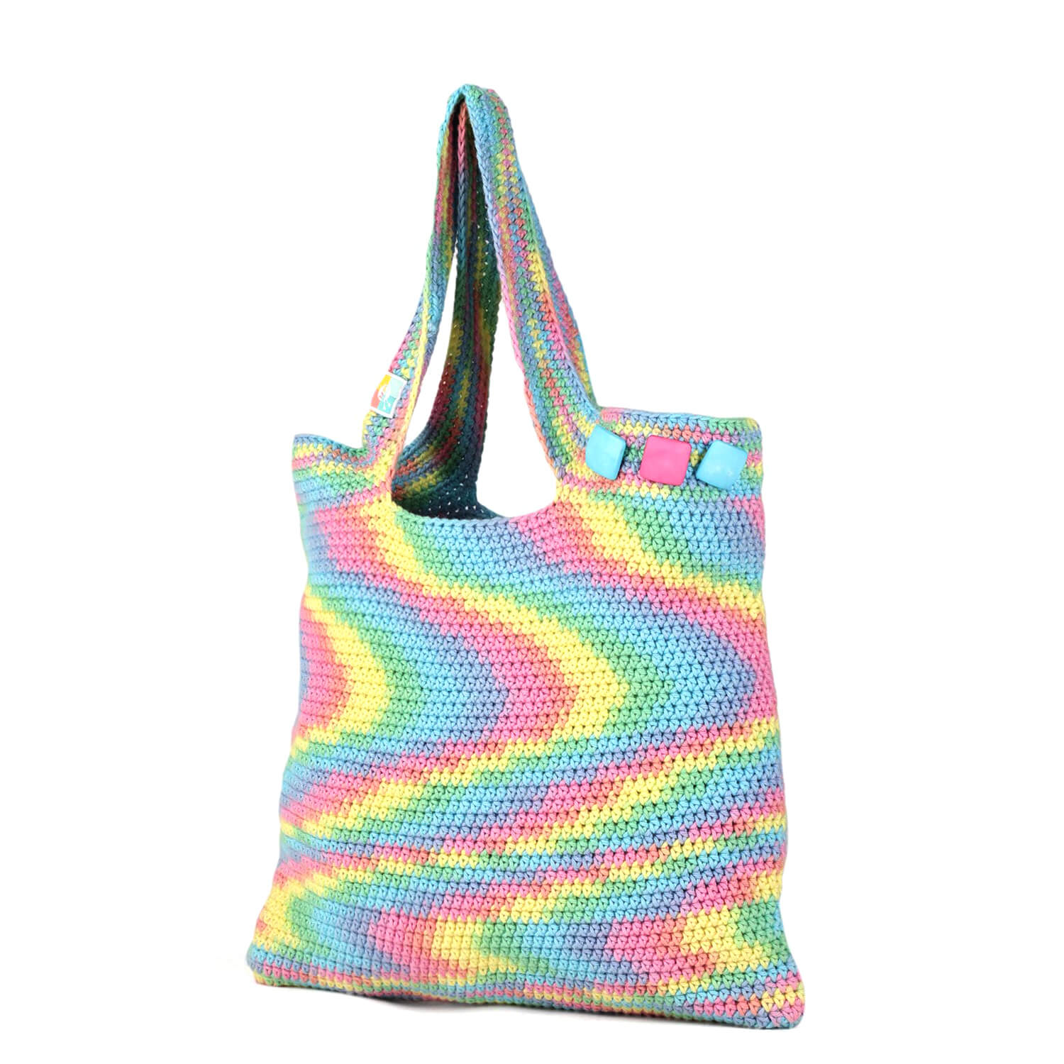 Handmade Crochet Market Bag - Multi-Color 2693