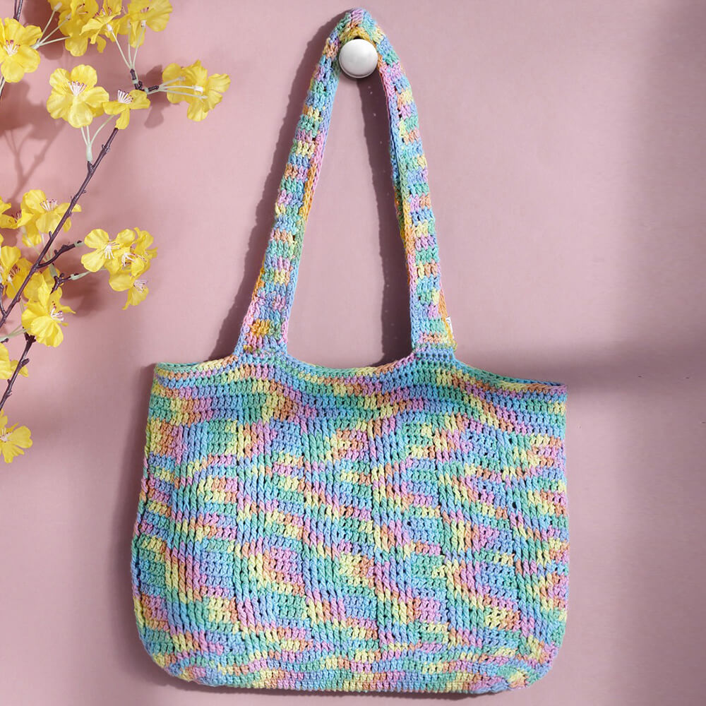 Handmade Crochet Market Bag - Multi-Color 2695