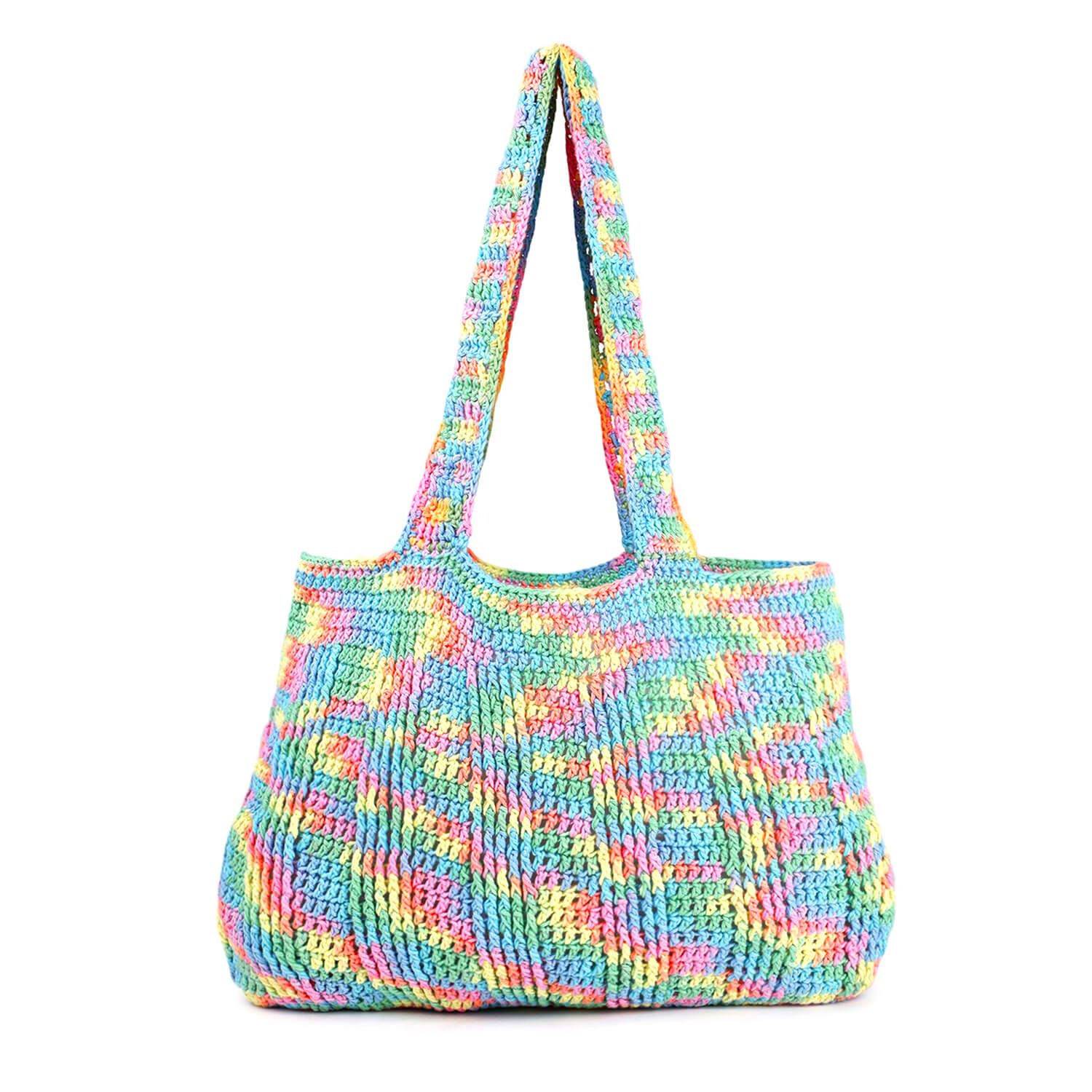 Handmade Crochet Market Bag - Multi-Color 2695