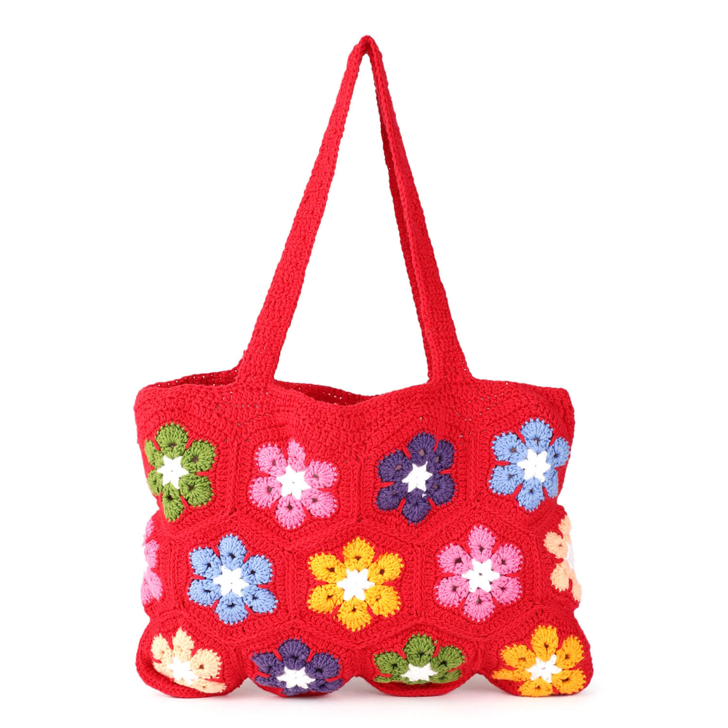 Handmade Crochet Granny Square Bag - Red 2787