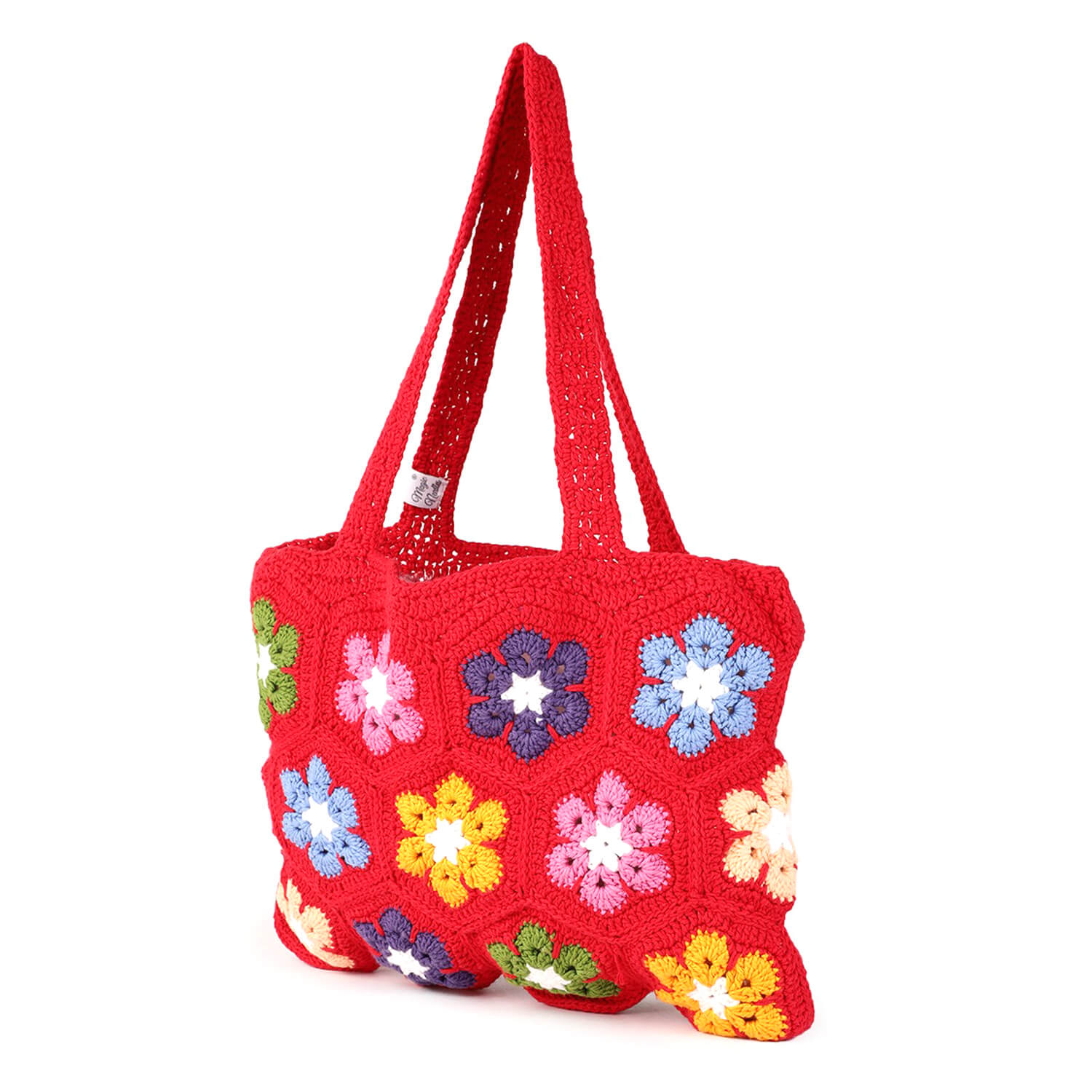 Handmade Crochet Granny Square Bag - Red 2787