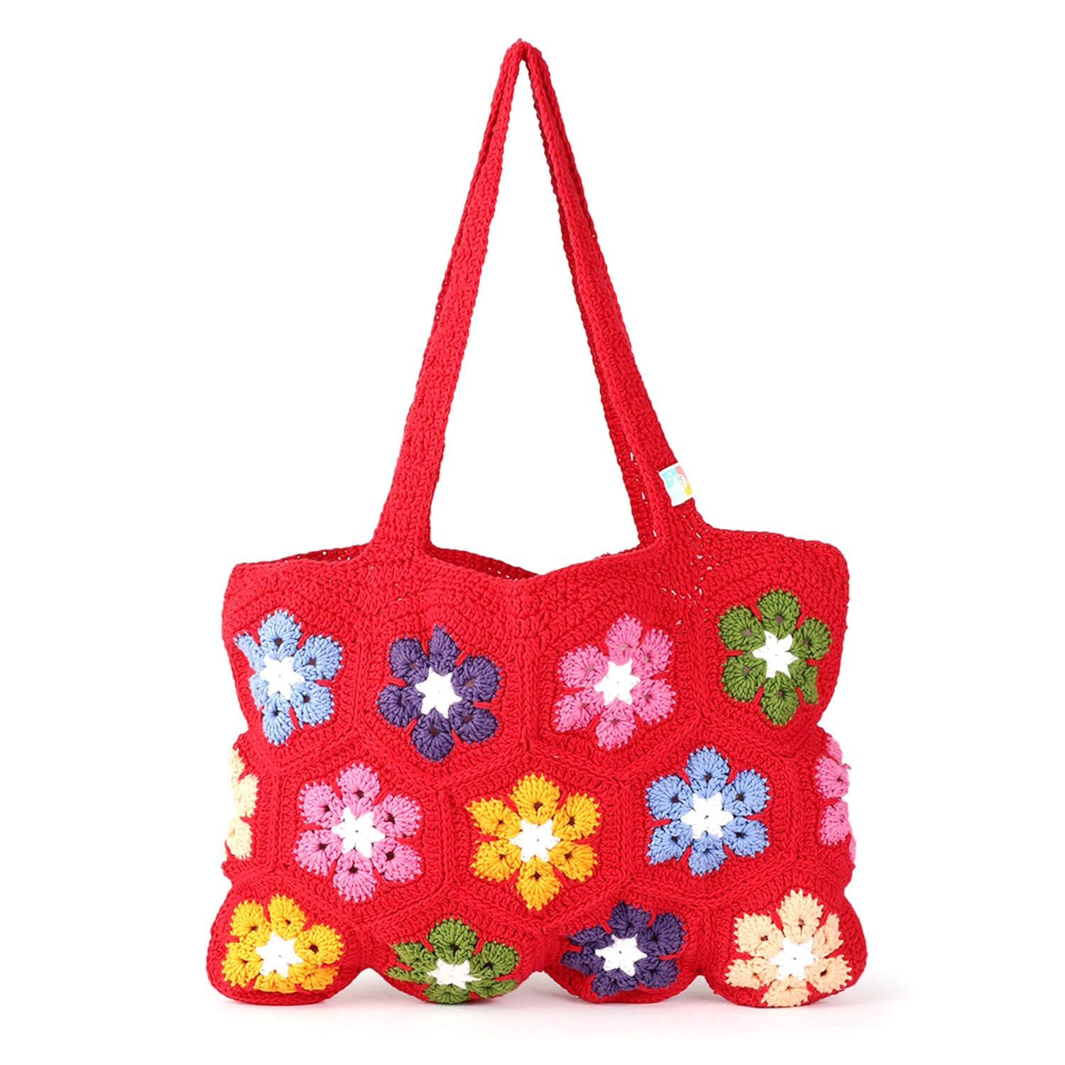 Handmade Crochet Granny Square Bag - Red 2787