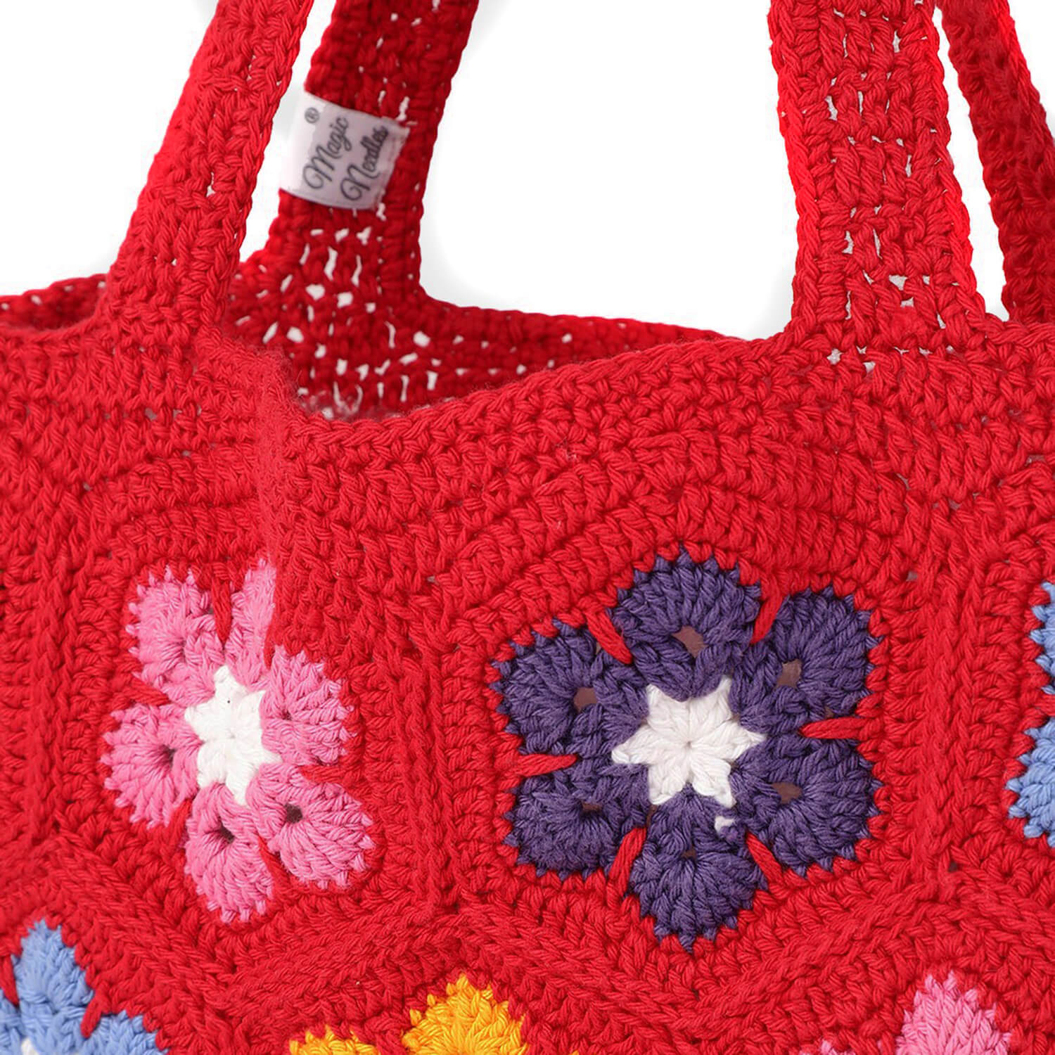 Handmade Crochet Granny Square Bag - Red 2787