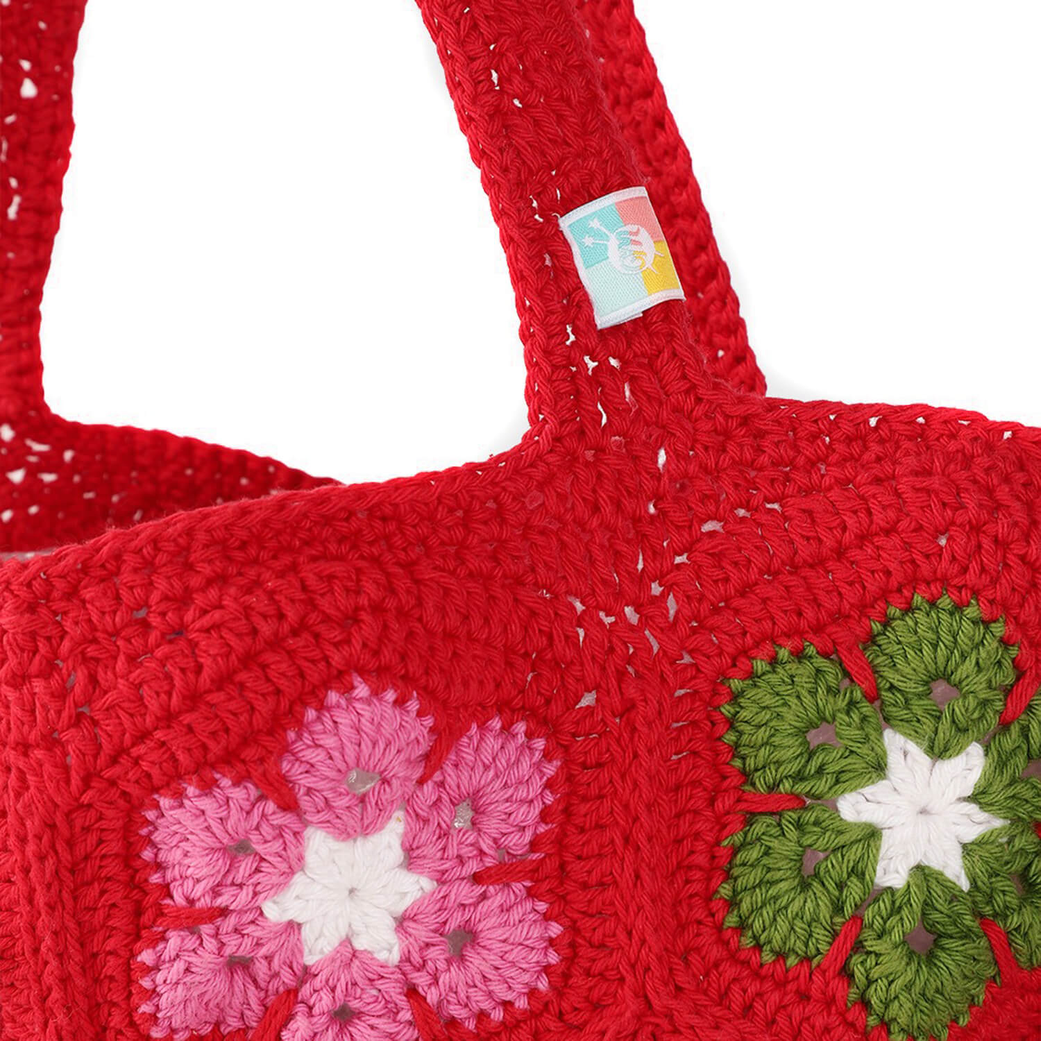 Handmade Crochet Granny Square Bag - Red 2787