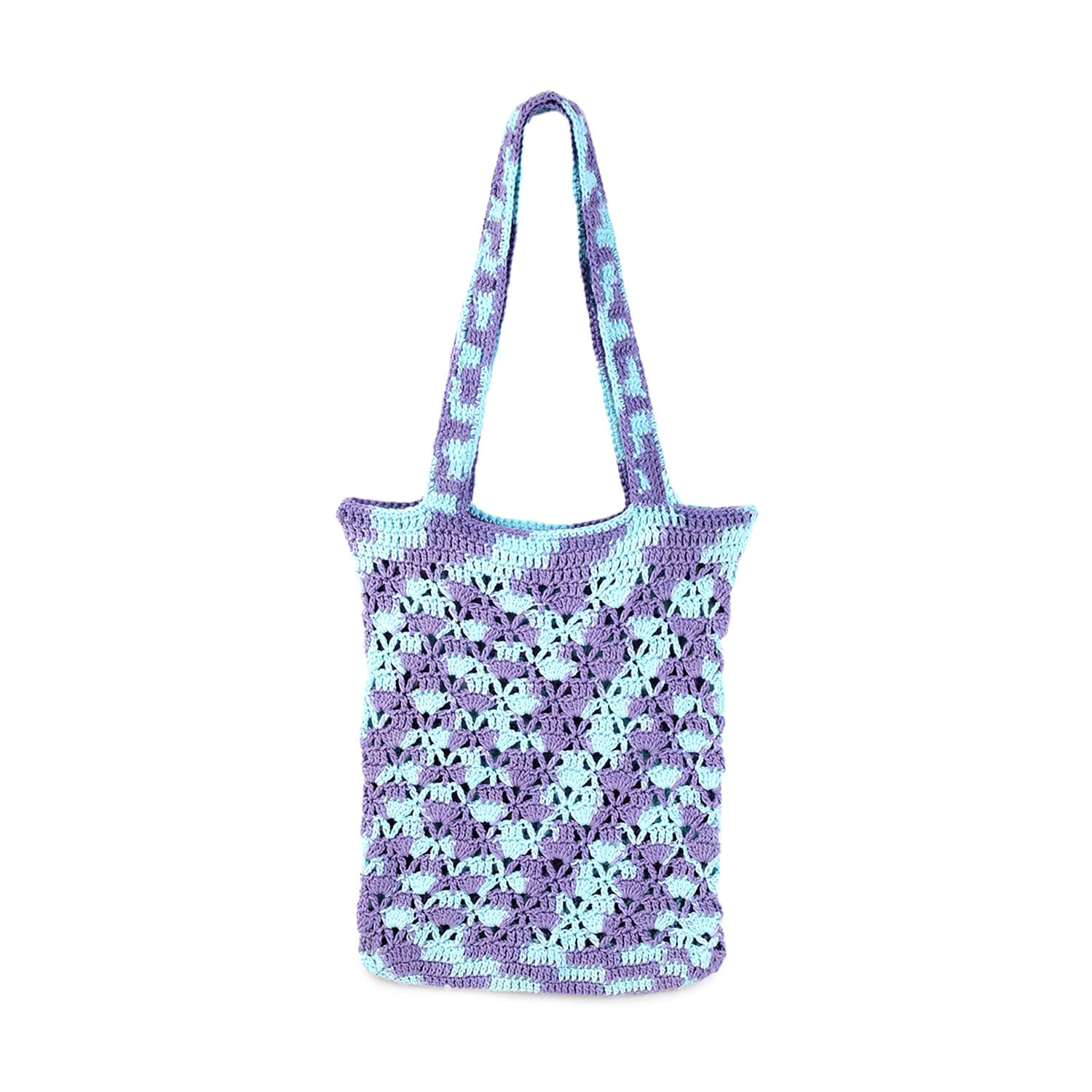 Handmade Crochet Market Bag - Blue, Purple 2799