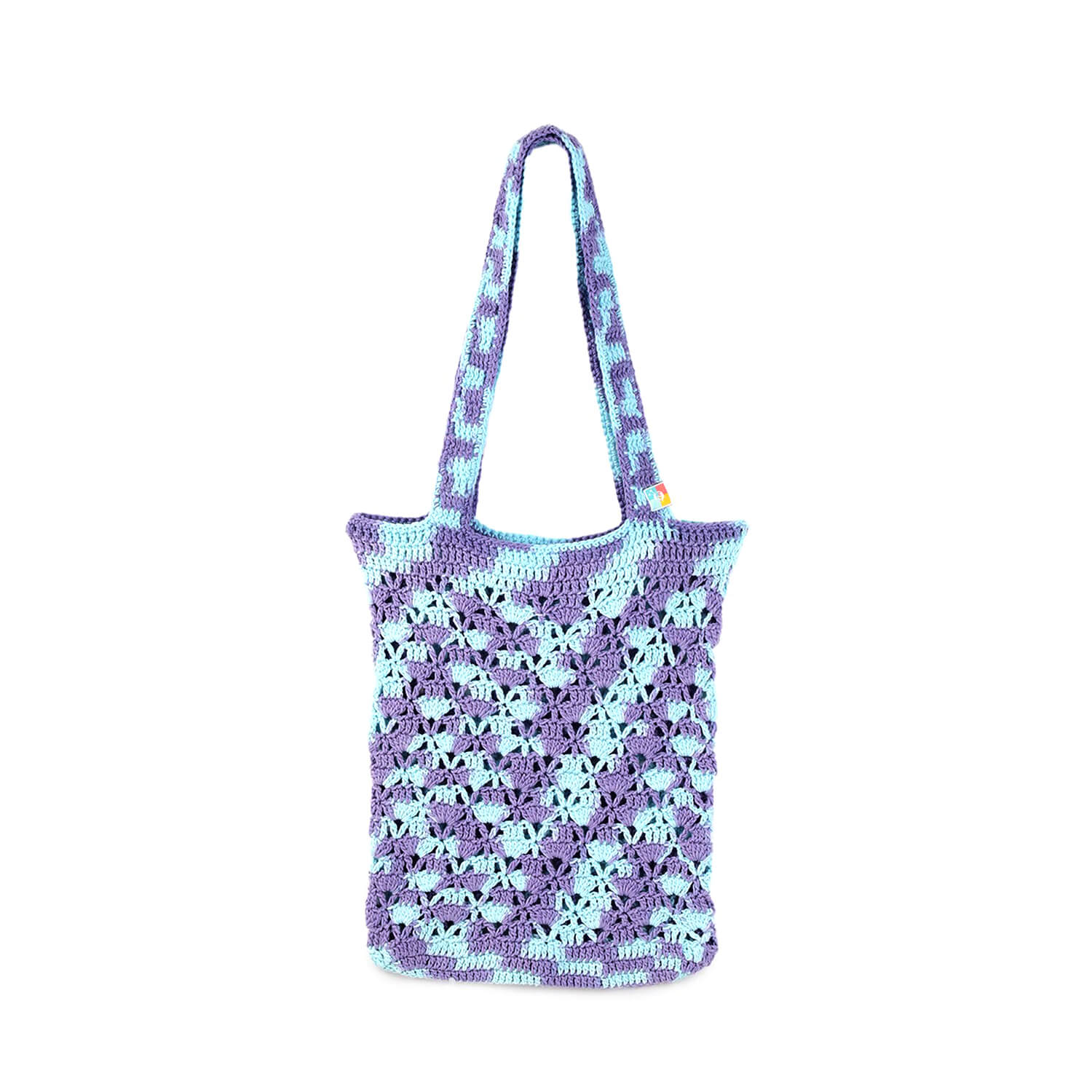 Handmade Crochet Market Bag - Blue, Purple 2799