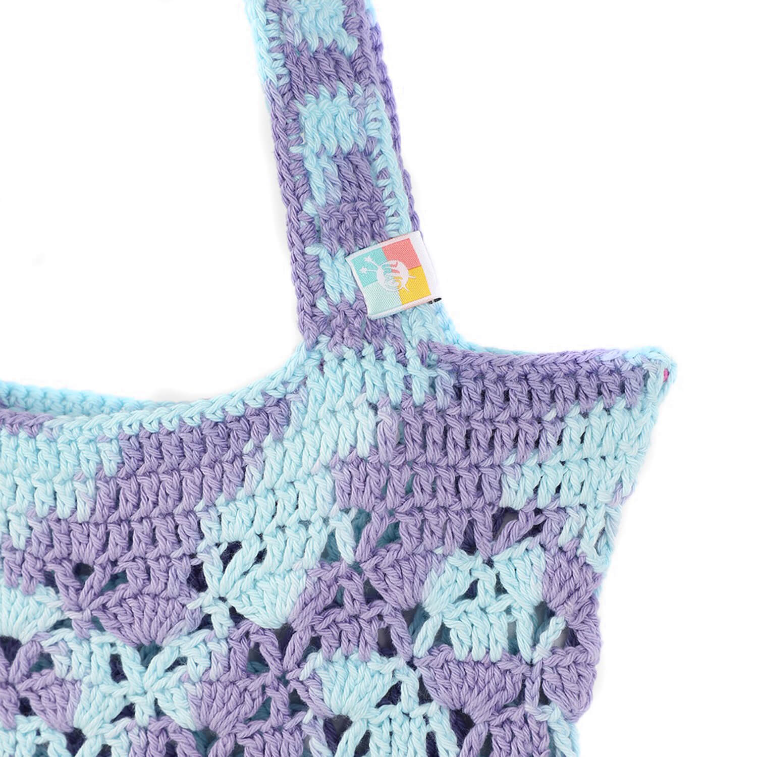 Handmade Crochet Market Bag - Blue, Purple 2799