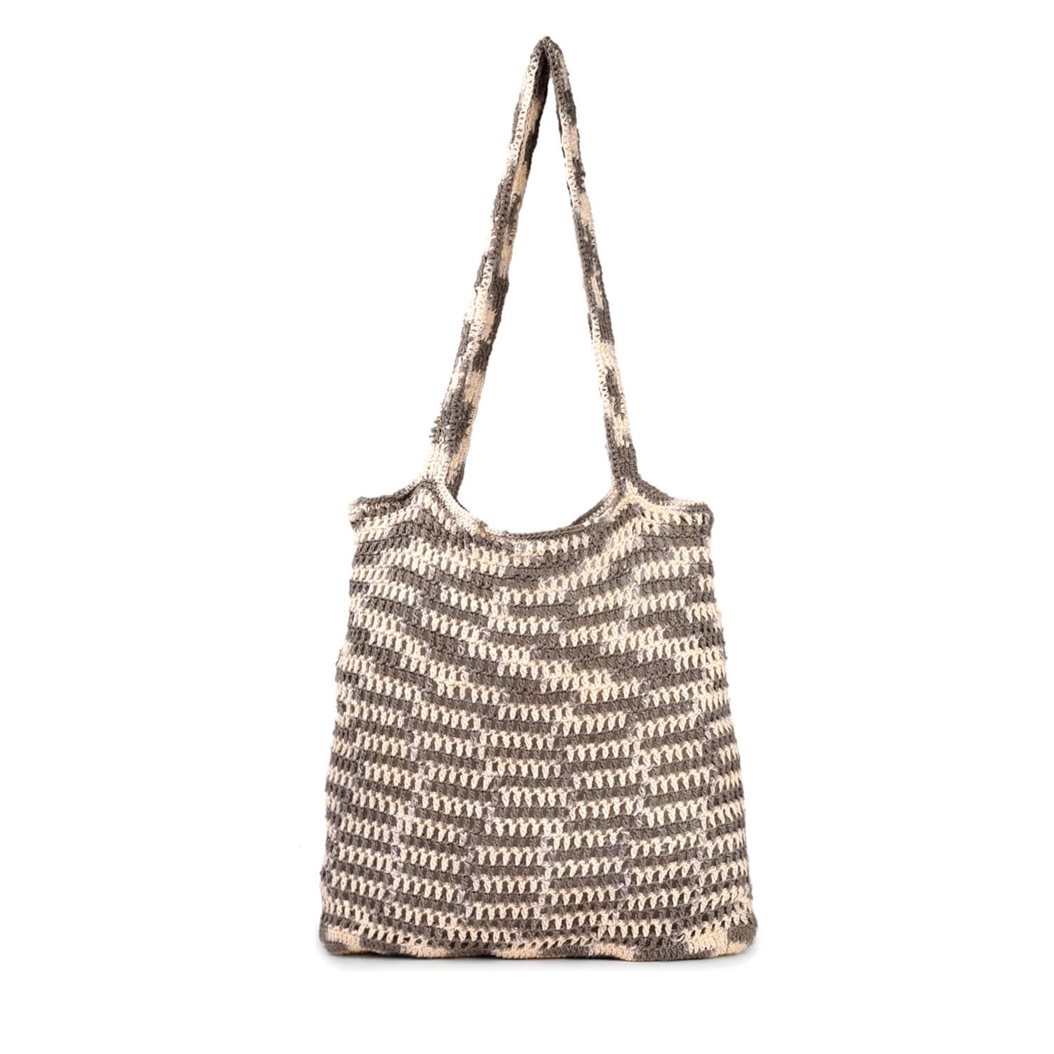 Handmade Crochet Market Bag - Cream, Grey 2800