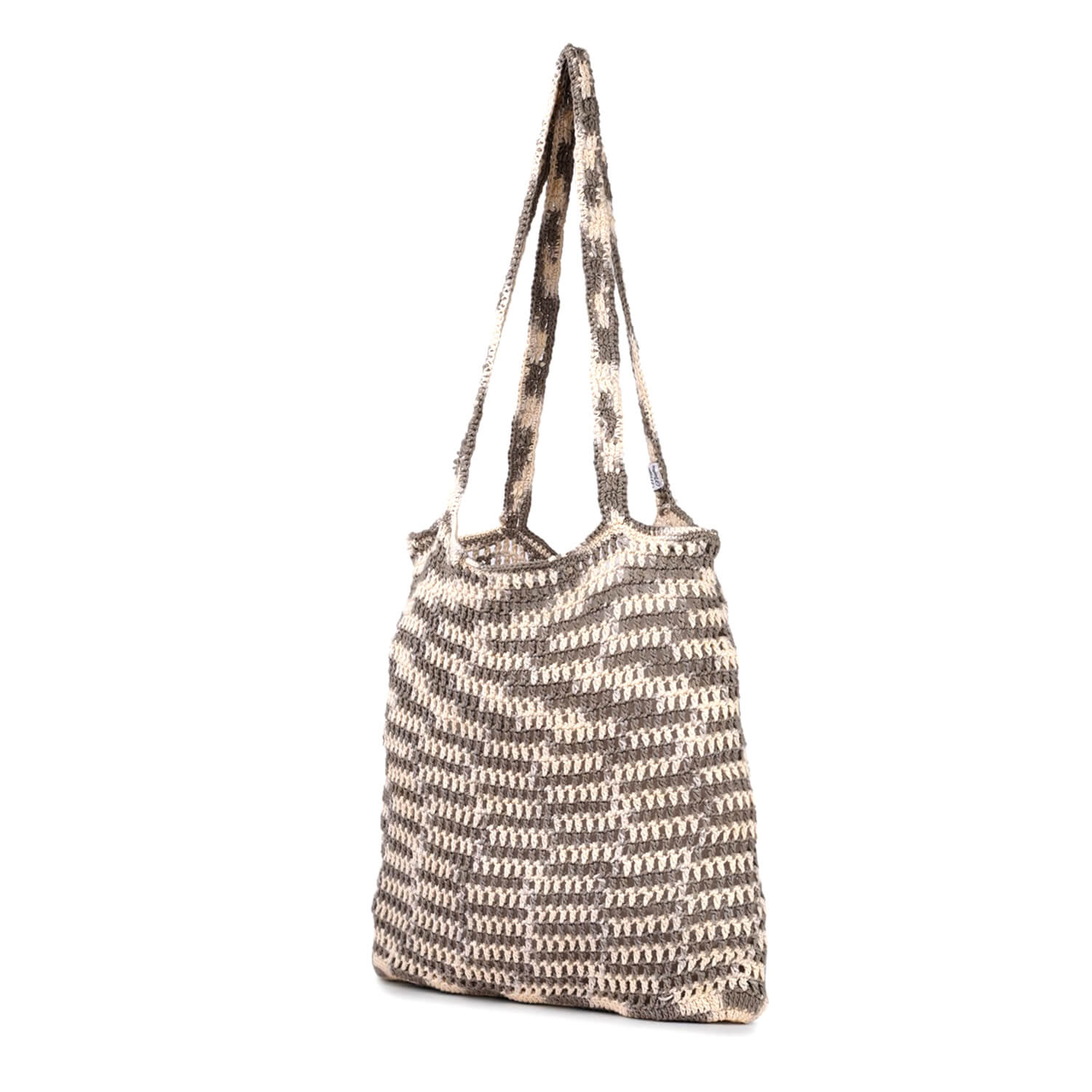 Handmade Crochet Market Bag - Cream, Grey 2800